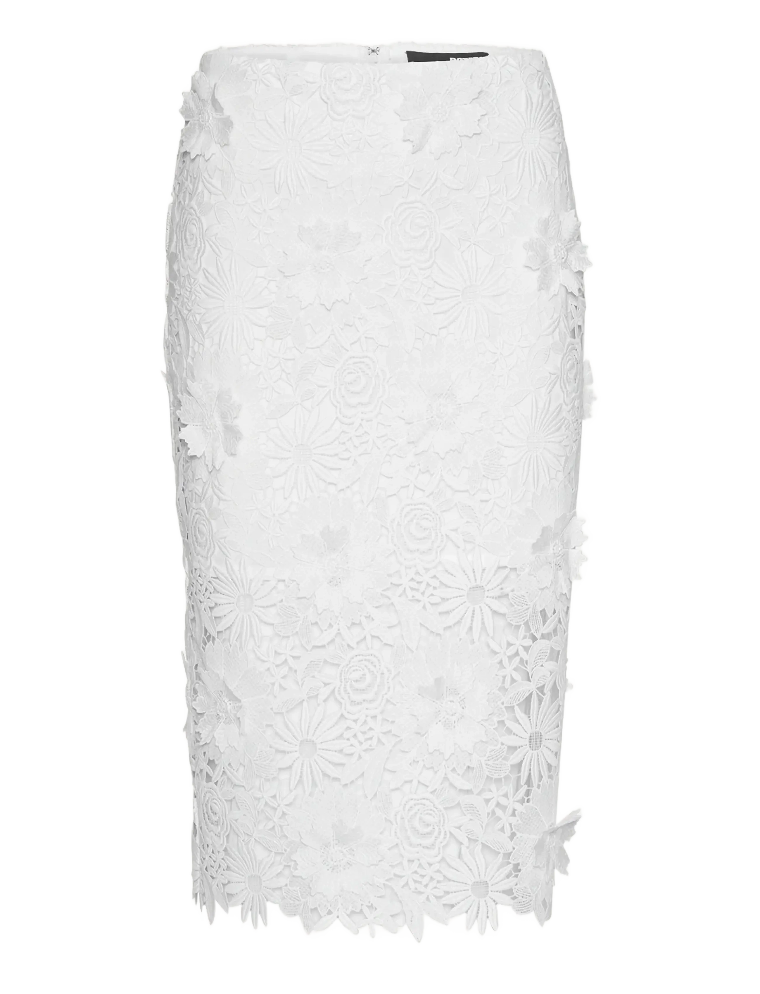 ROTATE 3D Lace Pencil Skirt, 38, White, Nederdele > Knælange Og Midi Nederdele, Dame