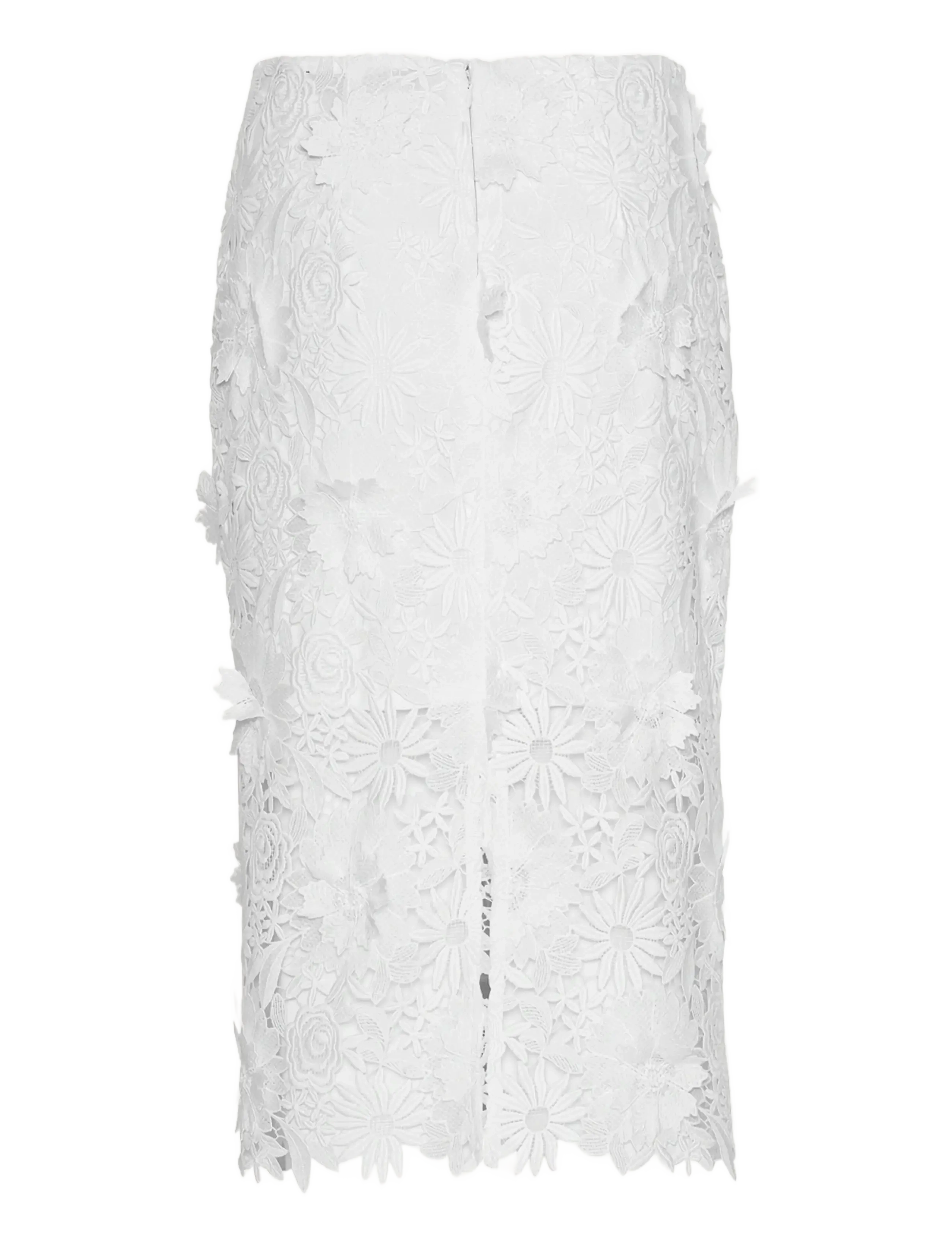 ROTATE - 3D LACE PENCIL SKIRT - midiseelikud - egret - 1