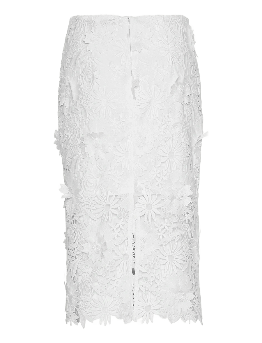 ROTATE - 3D LACE PENCIL SKIRT - midiseelikud - egret - 1