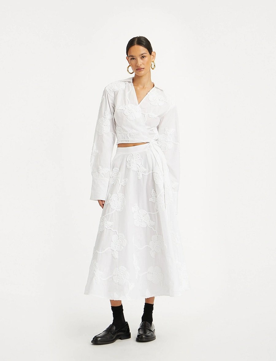 ROTATE - WRAP COTTON SHIRT - långärmade skjortor - bright white - 0