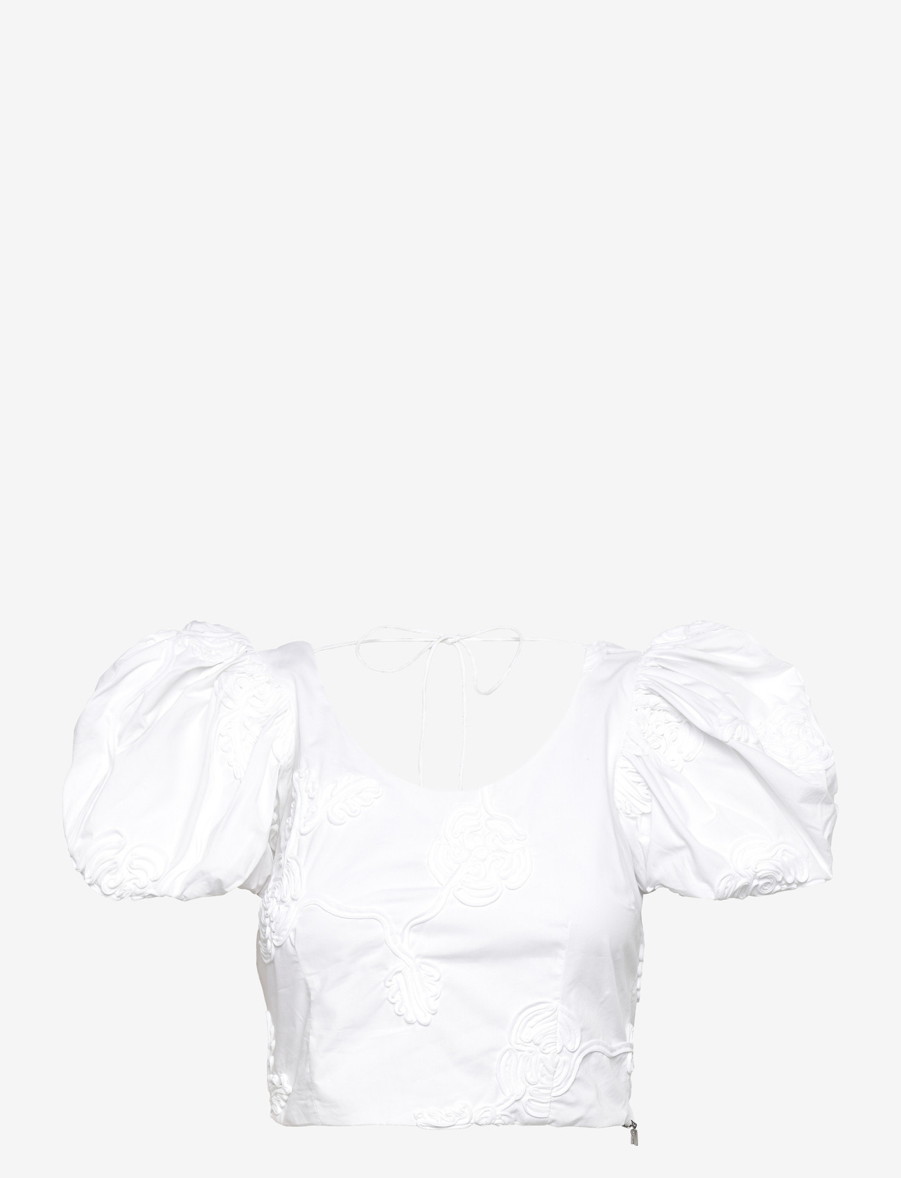 ROTATE Birger Christensen - PUFF SLEEVE COTTON TOP - t-shirts - bright white - 0