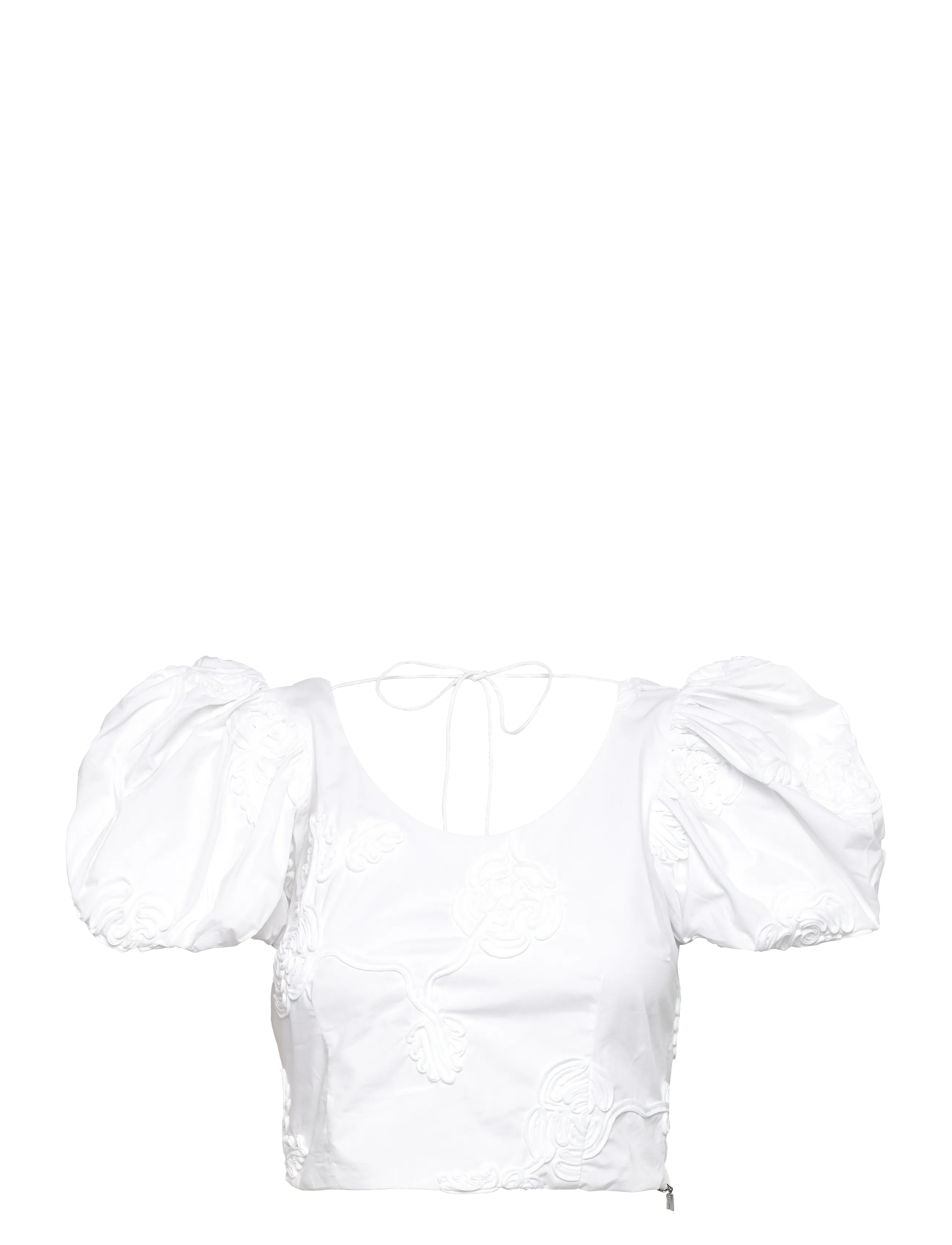 PUFF SLEEVE COTTON TOP - BRIGHT WHITE