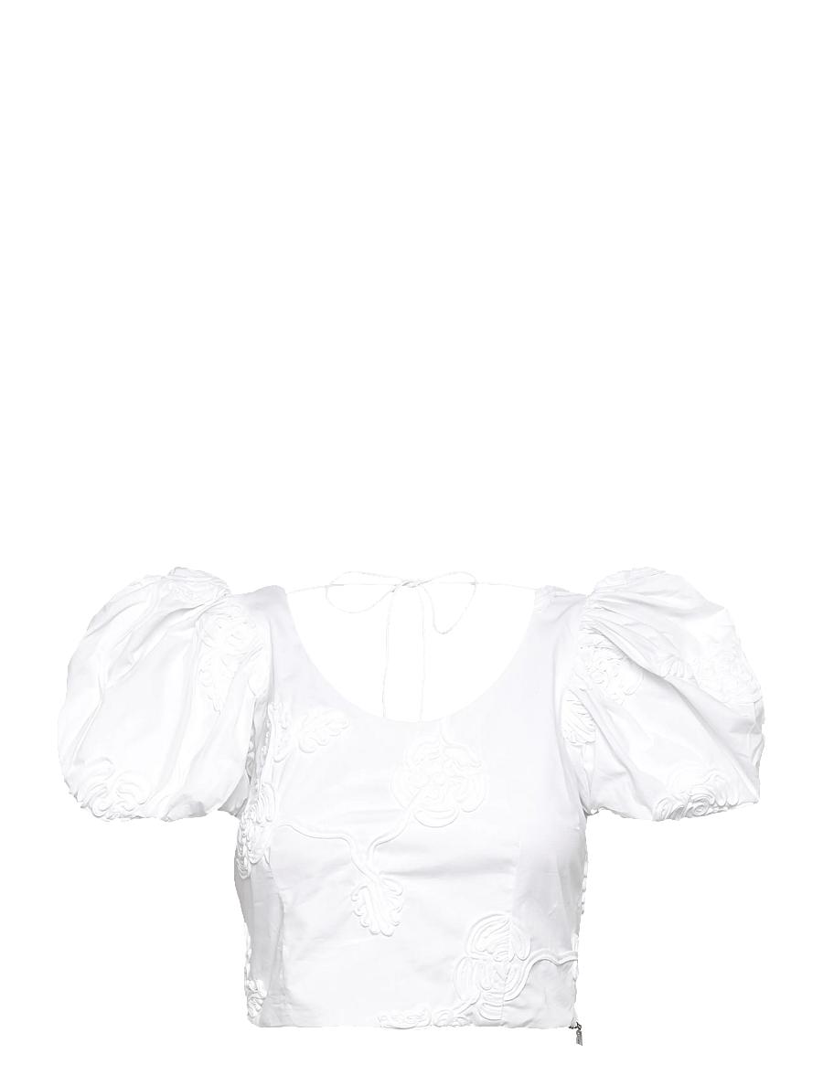 ROTATE - PUFF SLEEVE COTTON TOP - t-shirts - bright white - 0