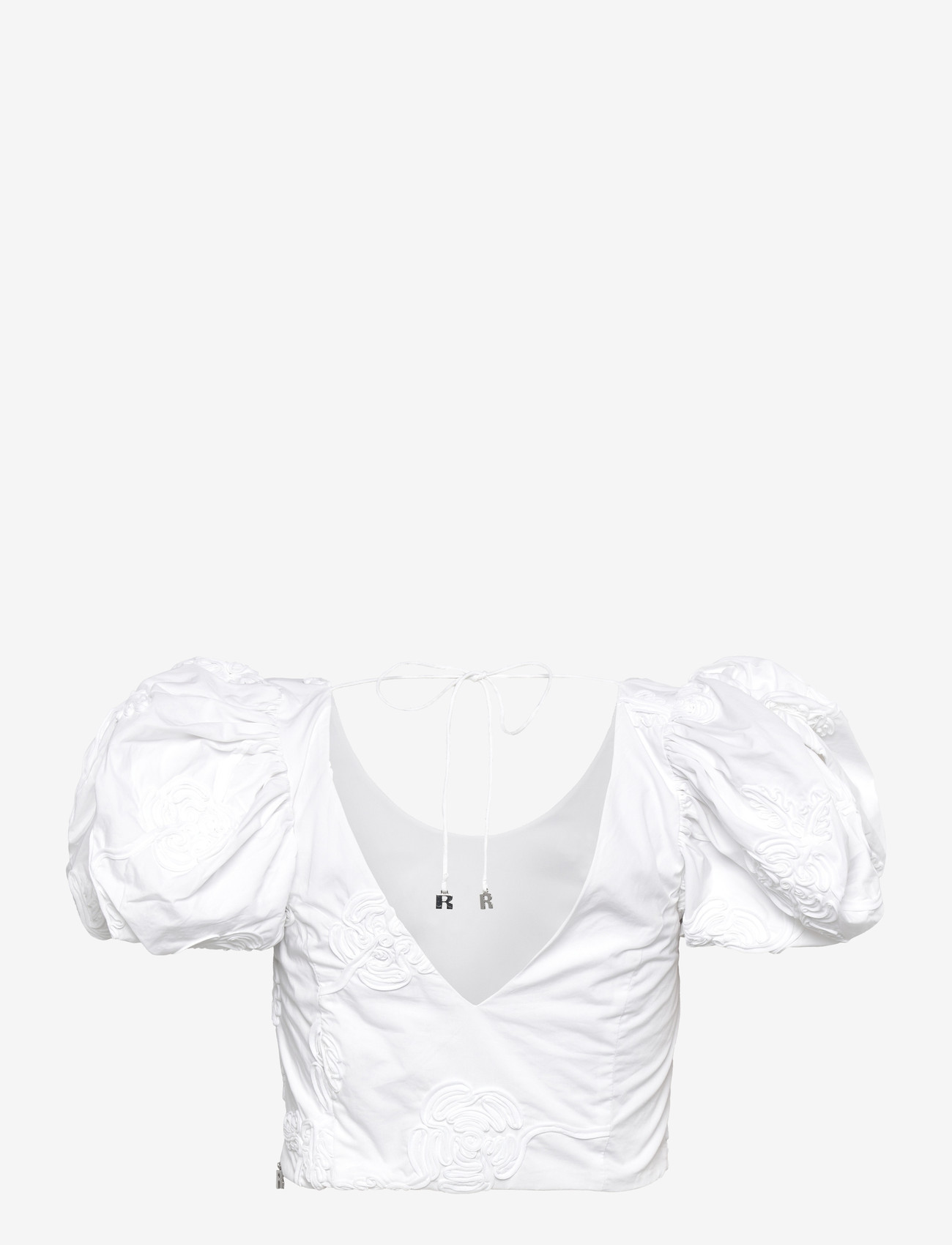 ROTATE Birger Christensen - PUFF SLEEVE COTTON TOP - t-shirts - bright white - 1