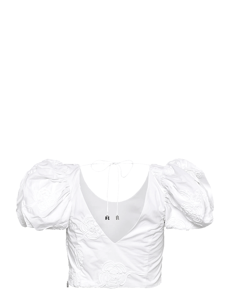 ROTATE Birger Christensen - PUFF SLEEVE COTTON TOP - t-shirts - bright white - 1