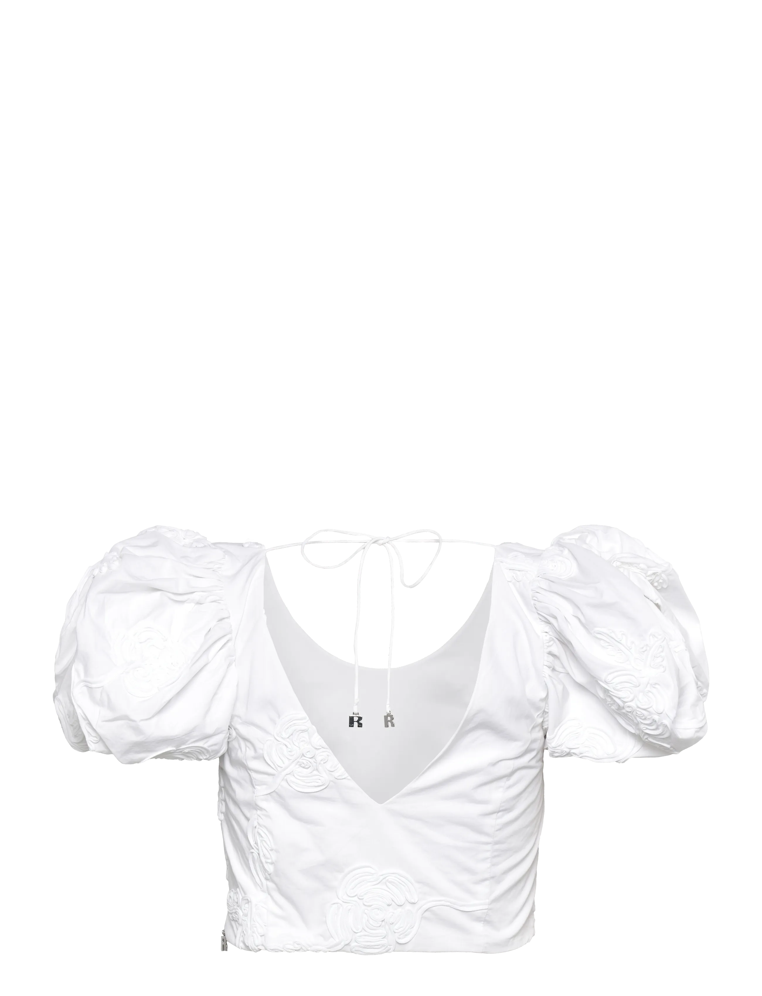 ROTATE - PUFF SLEEVE COTTON TOP - t-shirts - bright white - 1