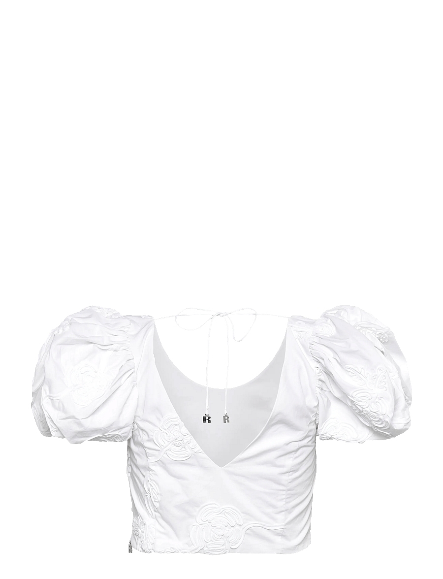 ROTATE - PUFF SLEEVE COTTON TOP - t-shirts - bright white - 1