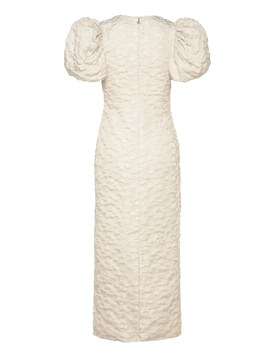 ROTATE - JACQUARD MIDI PUFFY DRESS - midikleider - egret - 1