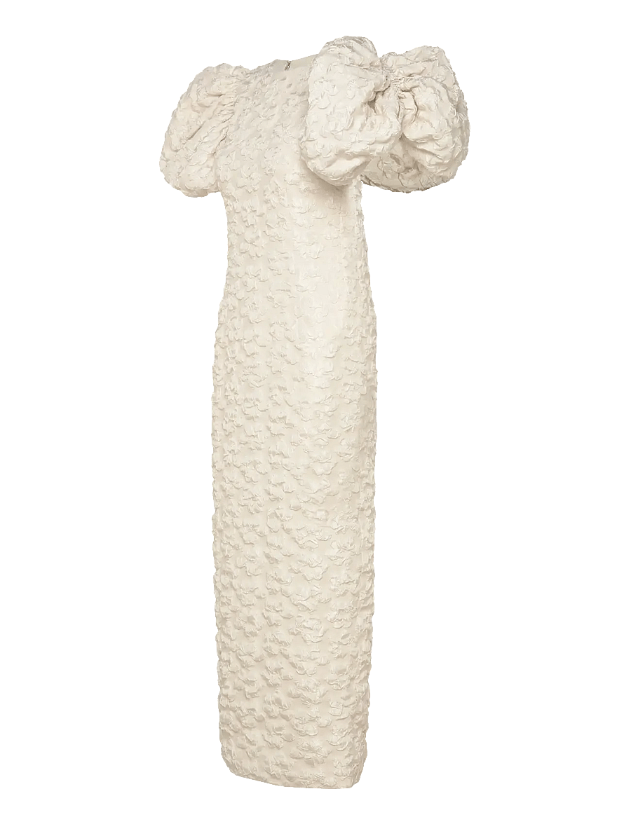 ROTATE - JACQUARD MIDI PUFFY DRESS - egret - 2