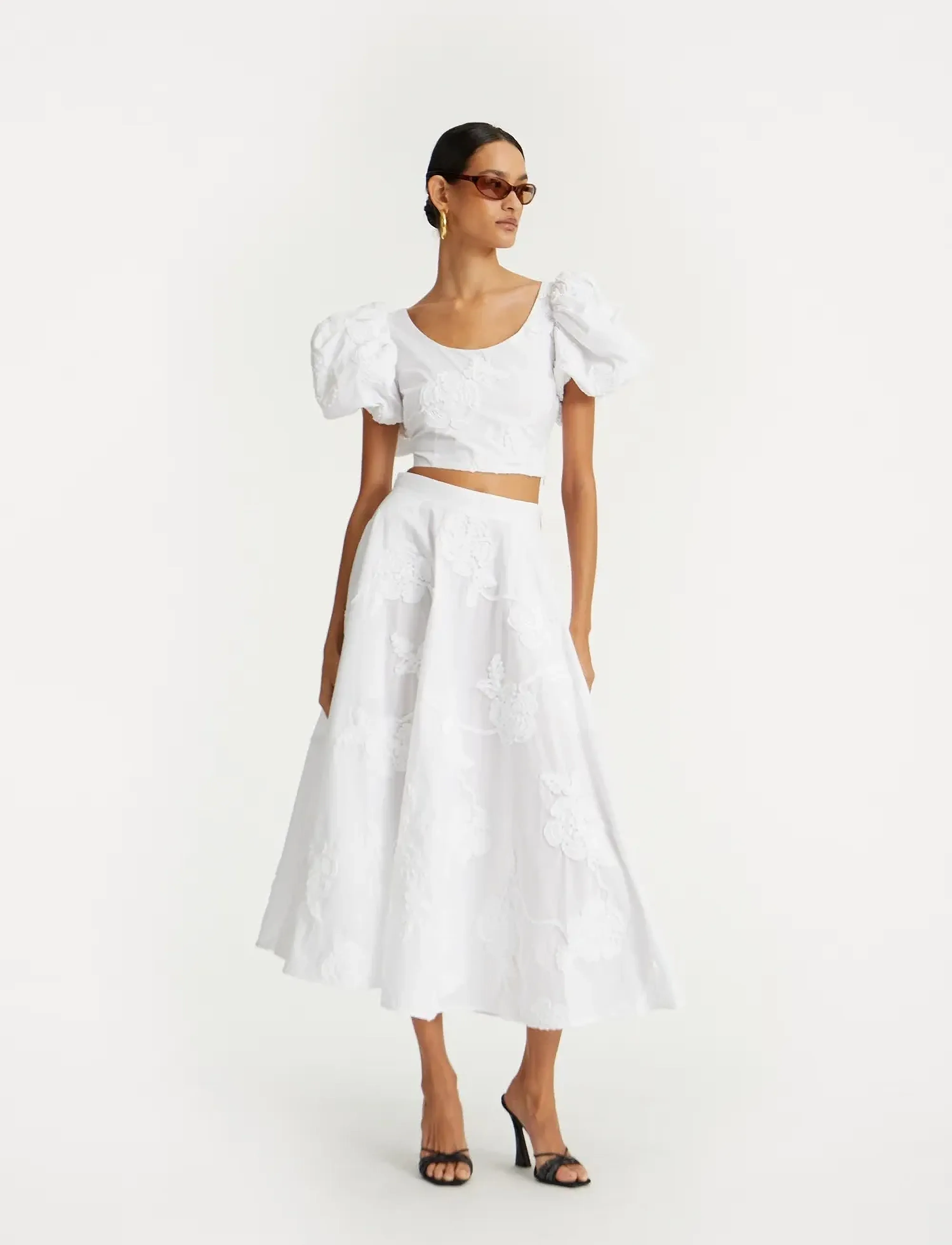 ROTATE Flower Maxi Skirt, 42, White, Nederdele > Maxi Nederdele, Dame