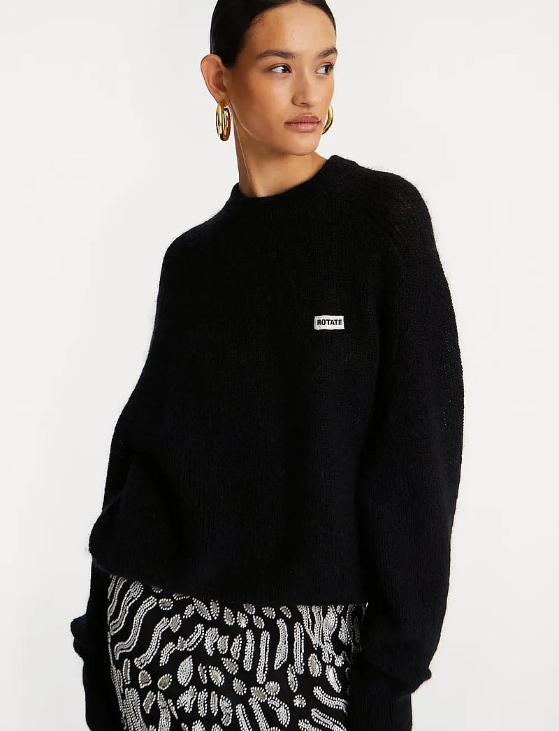 ROTATE Birger Christensen - LIGHT KNIT LOGO SWEATER - trøjer - black - 0