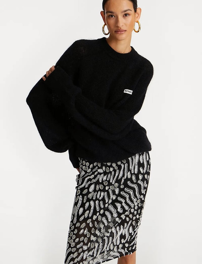 ROTATE Birger Christensen - LIGHT KNIT LOGO SWEATER - trøjer - black - 4