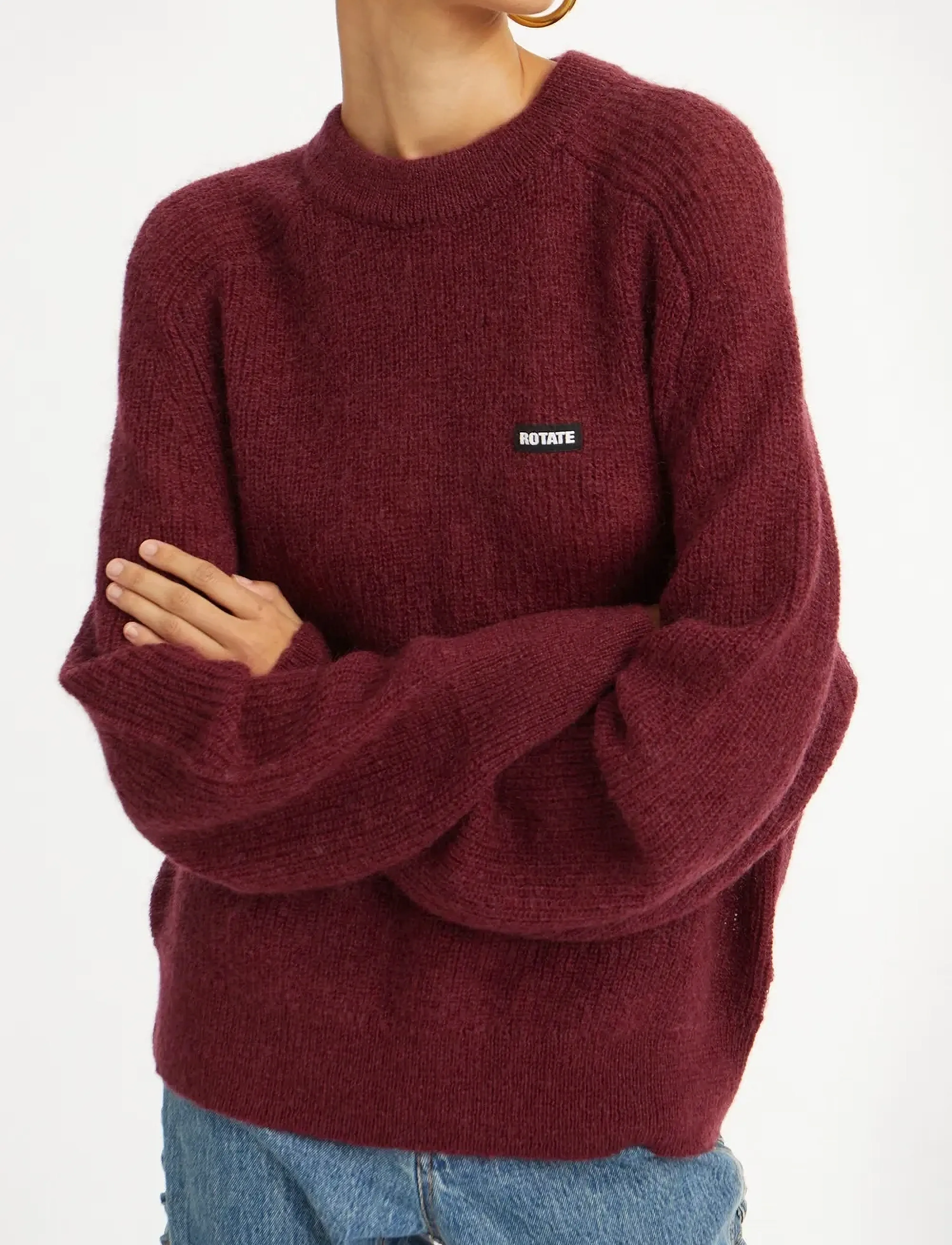 ROTATE Birger Christensen - LIGHT KNIT LOGO SWEATER - zinfandel - 4
