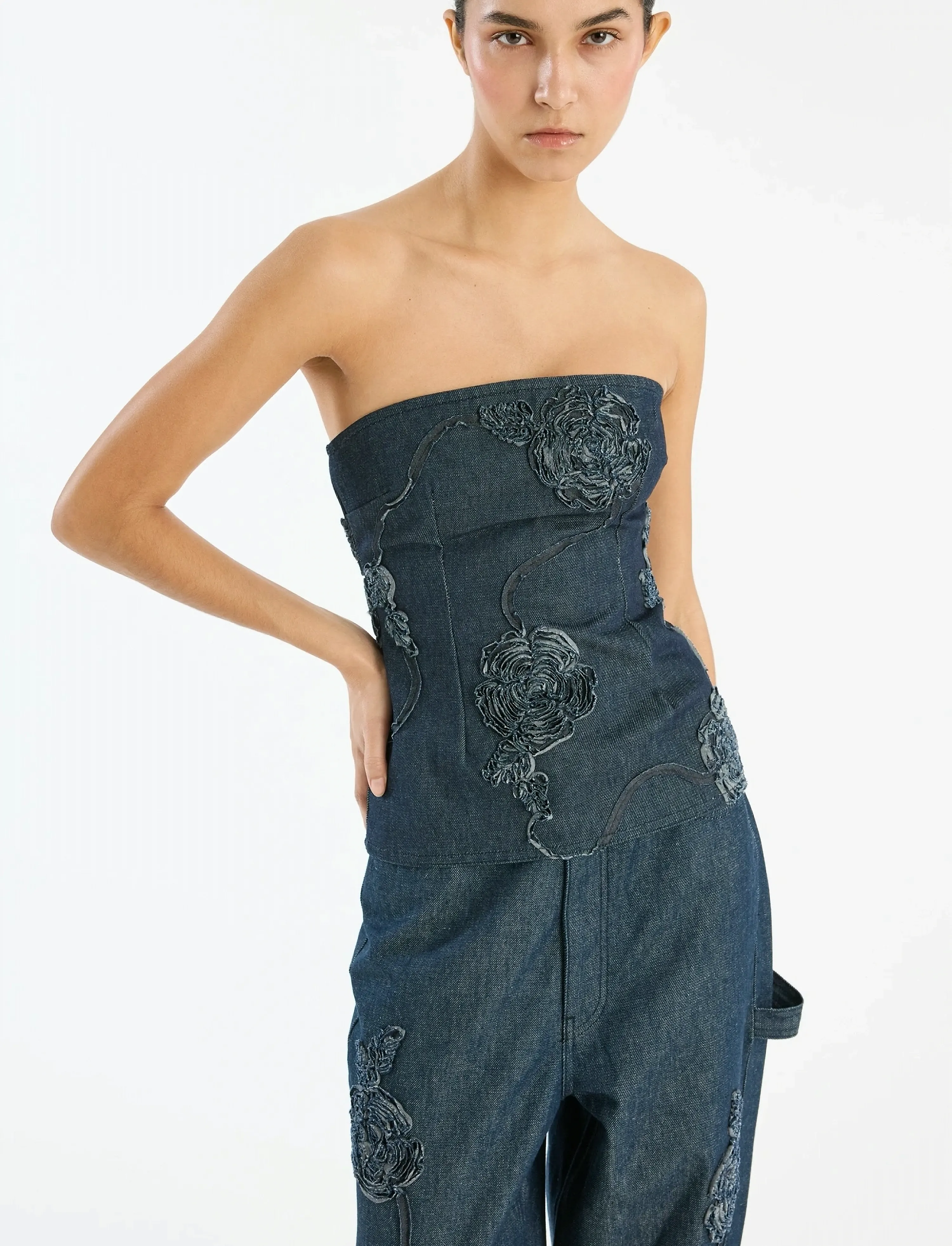 ROTATE - DENIM SLEEVELESS TOP - Ärmellose tops - dark blue denim - 4