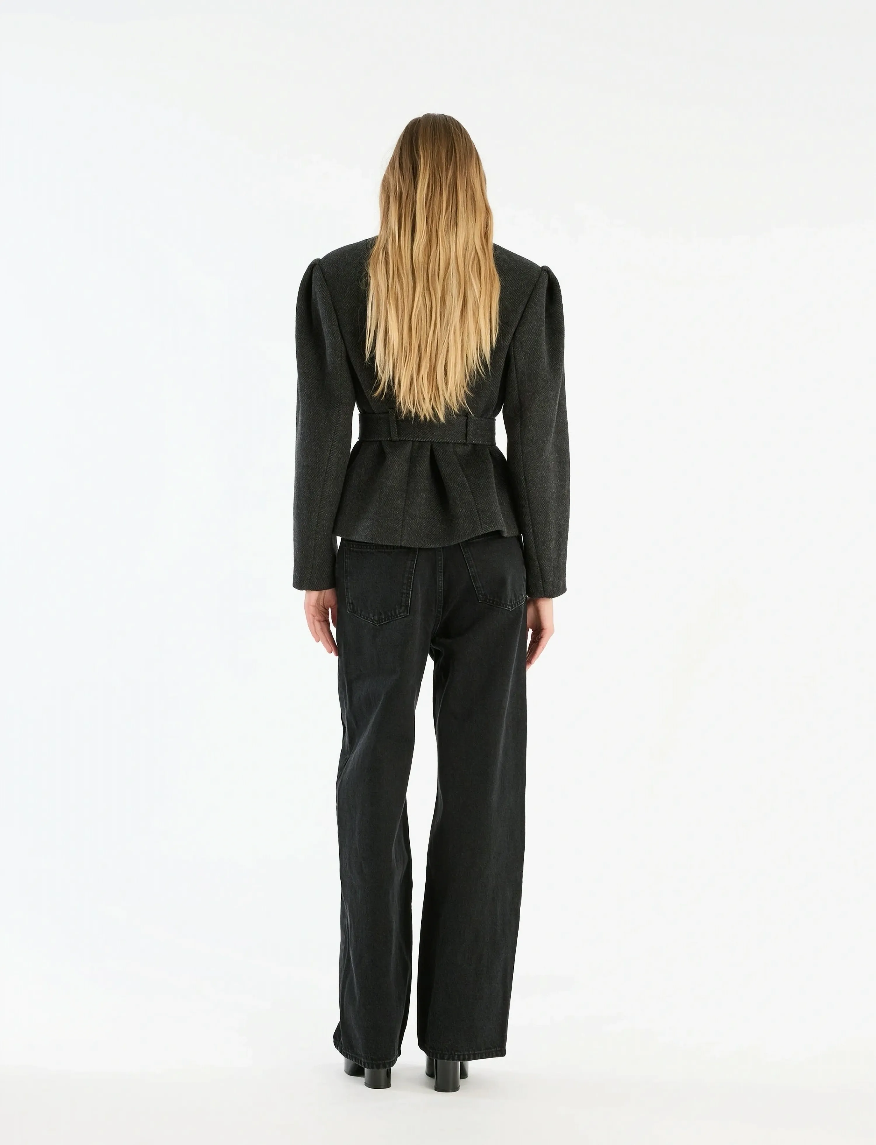 ROTATE - BUTTON DETAIL WIDE JEANS - wide leg jeans - black denim - 3