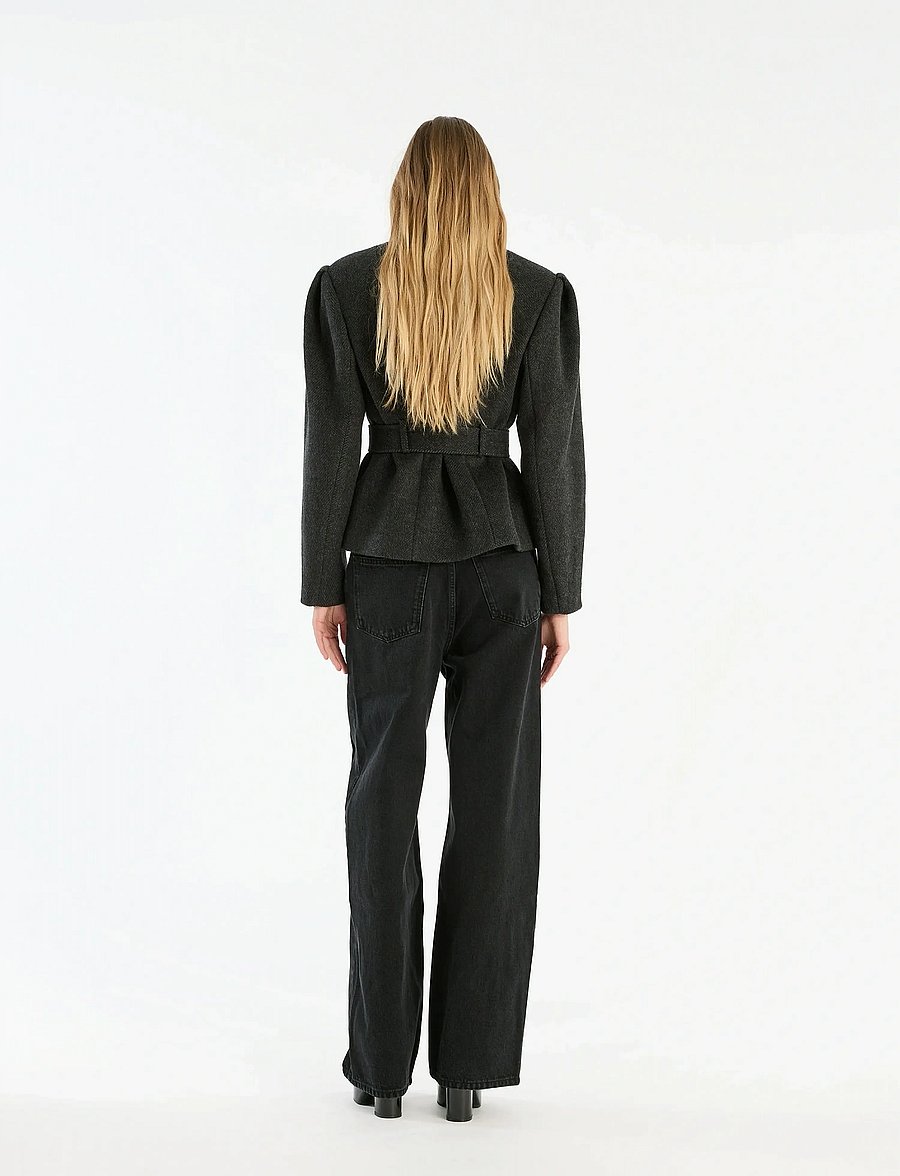 ROTATE - BUTTON DETAIL WIDE JEANS - wide leg jeans - black denim - 3