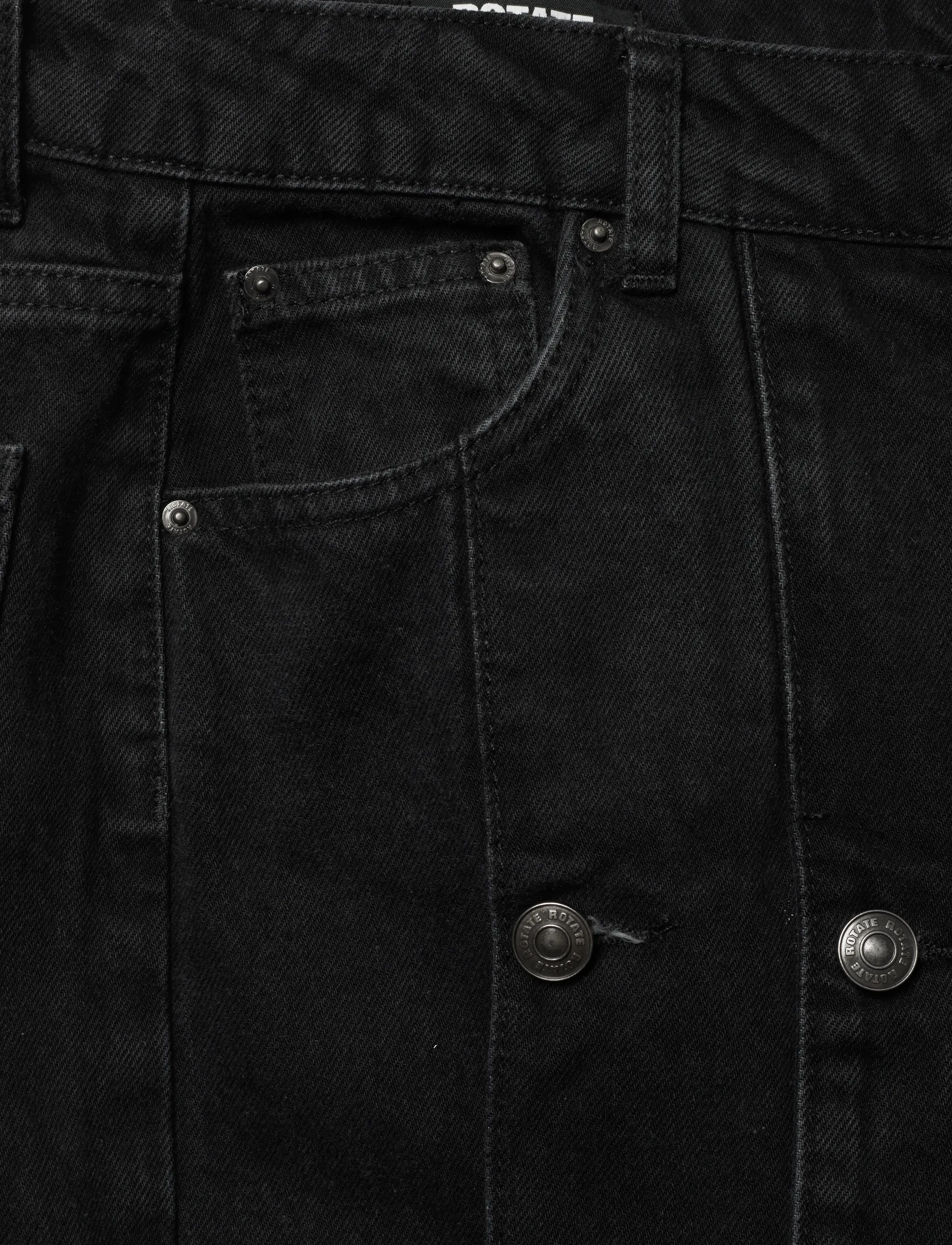 ROTATE - BUTTON DETAIL WIDE JEANS - wide leg jeans - black denim - 5