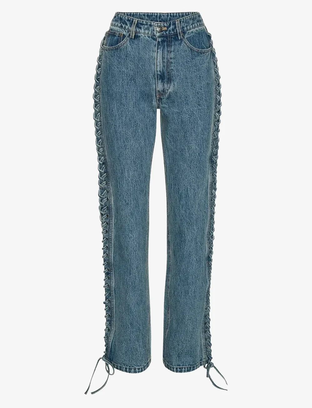 ROTATE Birger Christensen - LACED STRAIGHT LEG JEANS - straight jeans - vintage blue, denim - 1