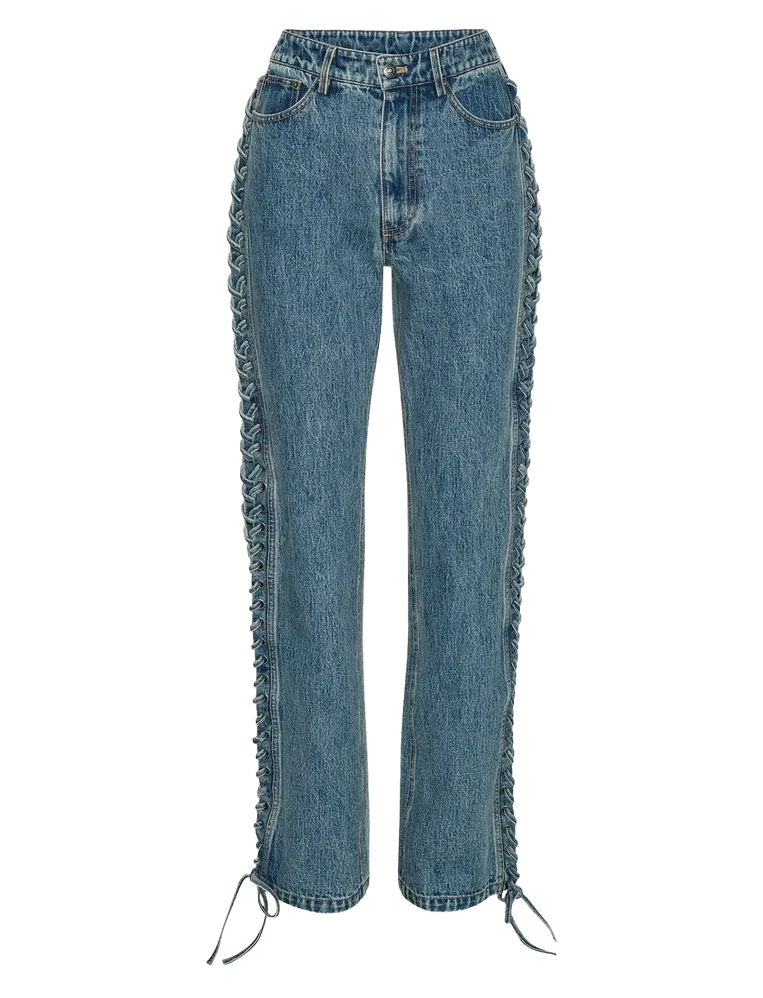 ROTATE LACED STRAIGHT LEG JEANS - Tøj - VINTAGE BLUE, DENIM / blue