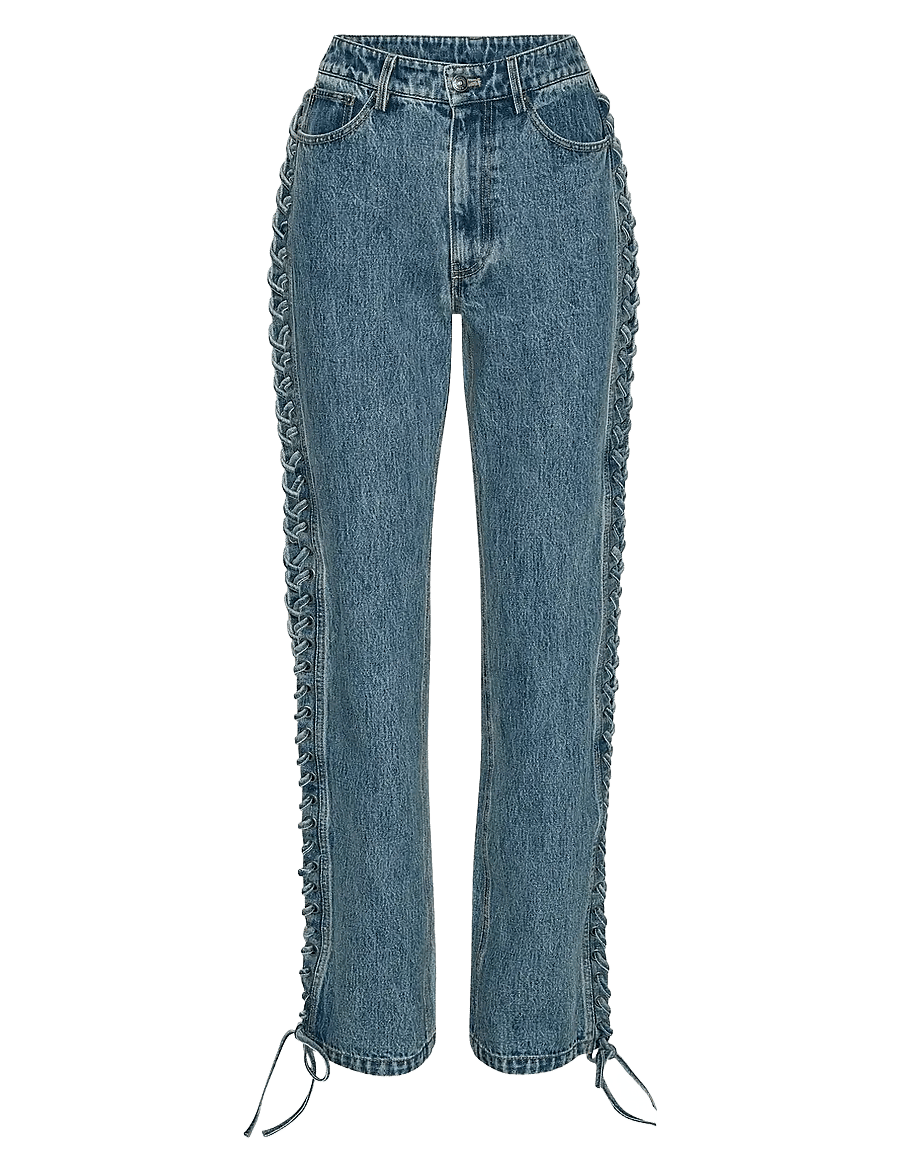 ROTATE - LACED STRAIGHT LEG JEANS - sirge säärega teksad - vintage blue, denim - 1