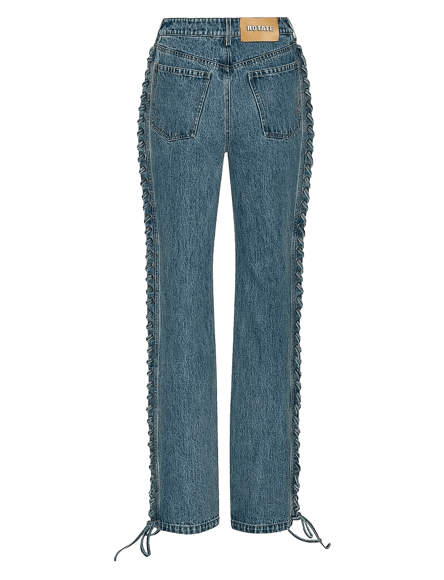 ROTATE - LACED STRAIGHT LEG JEANS - sirge säärega teksad - vintage blue, denim - 2