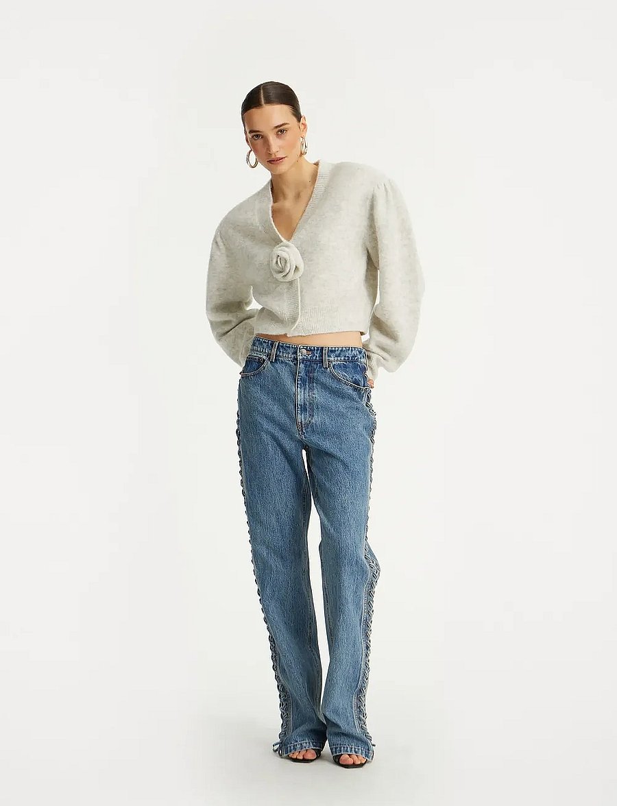 ROTATE - LACED STRAIGHT LEG JEANS - sirge säärega teksad - vintage blue, denim - 0