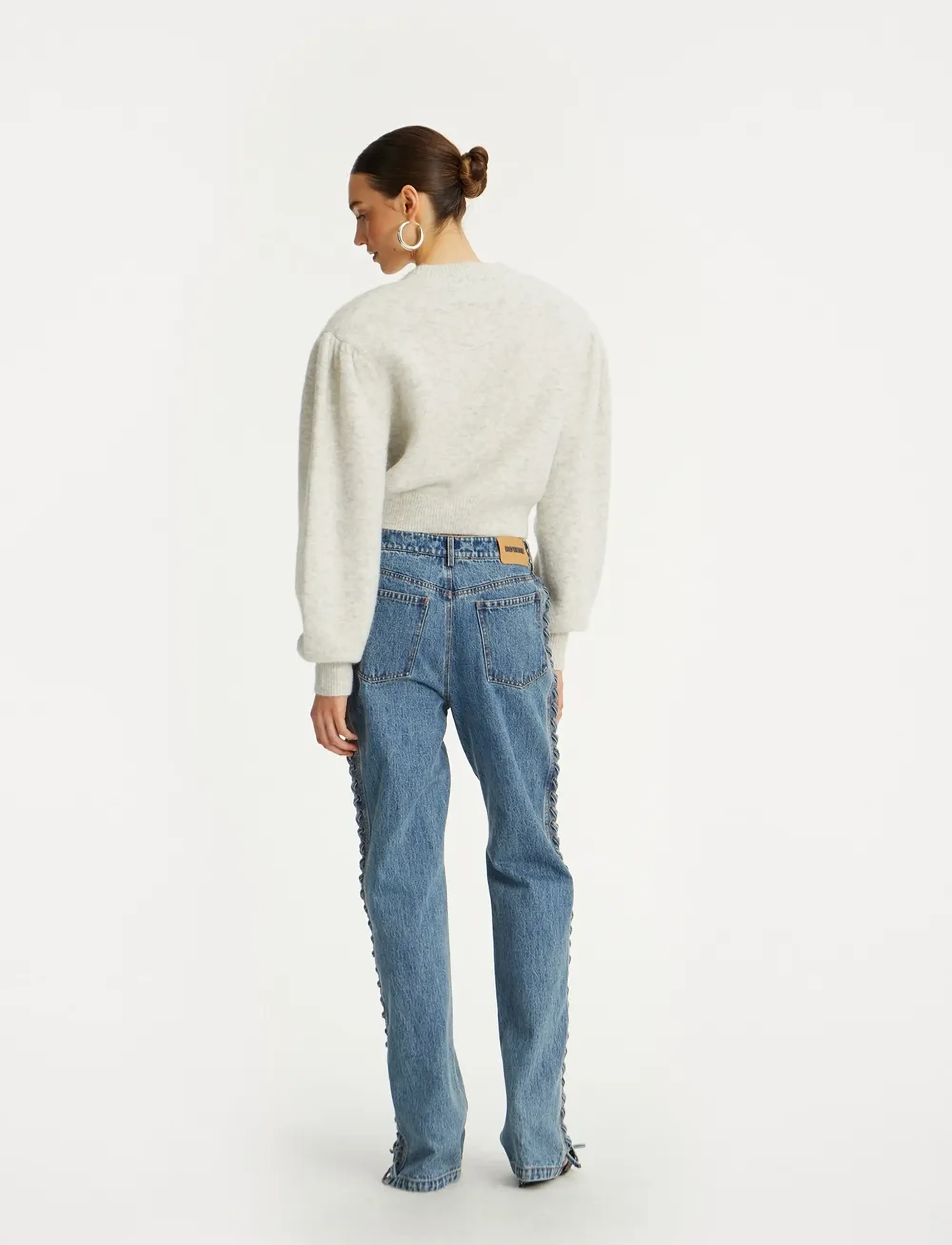 ROTATE - LACED STRAIGHT LEG JEANS - sirge säärega teksad - vintage blue, denim - 3