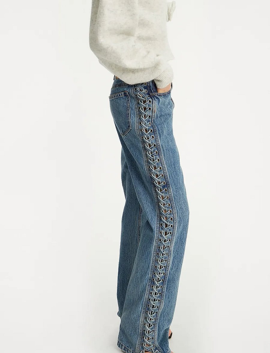 ROTATE - LACED STRAIGHT LEG JEANS - sirge säärega teksad - vintage blue, denim - 5