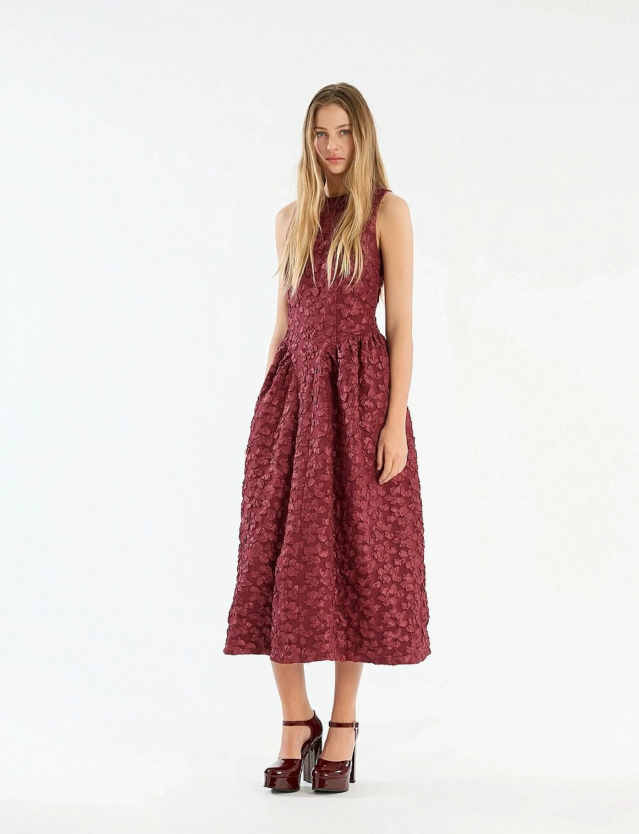 ROTATE - JACQUARD MIDI DRESS - kleitas svinībām - zinfandel - 0