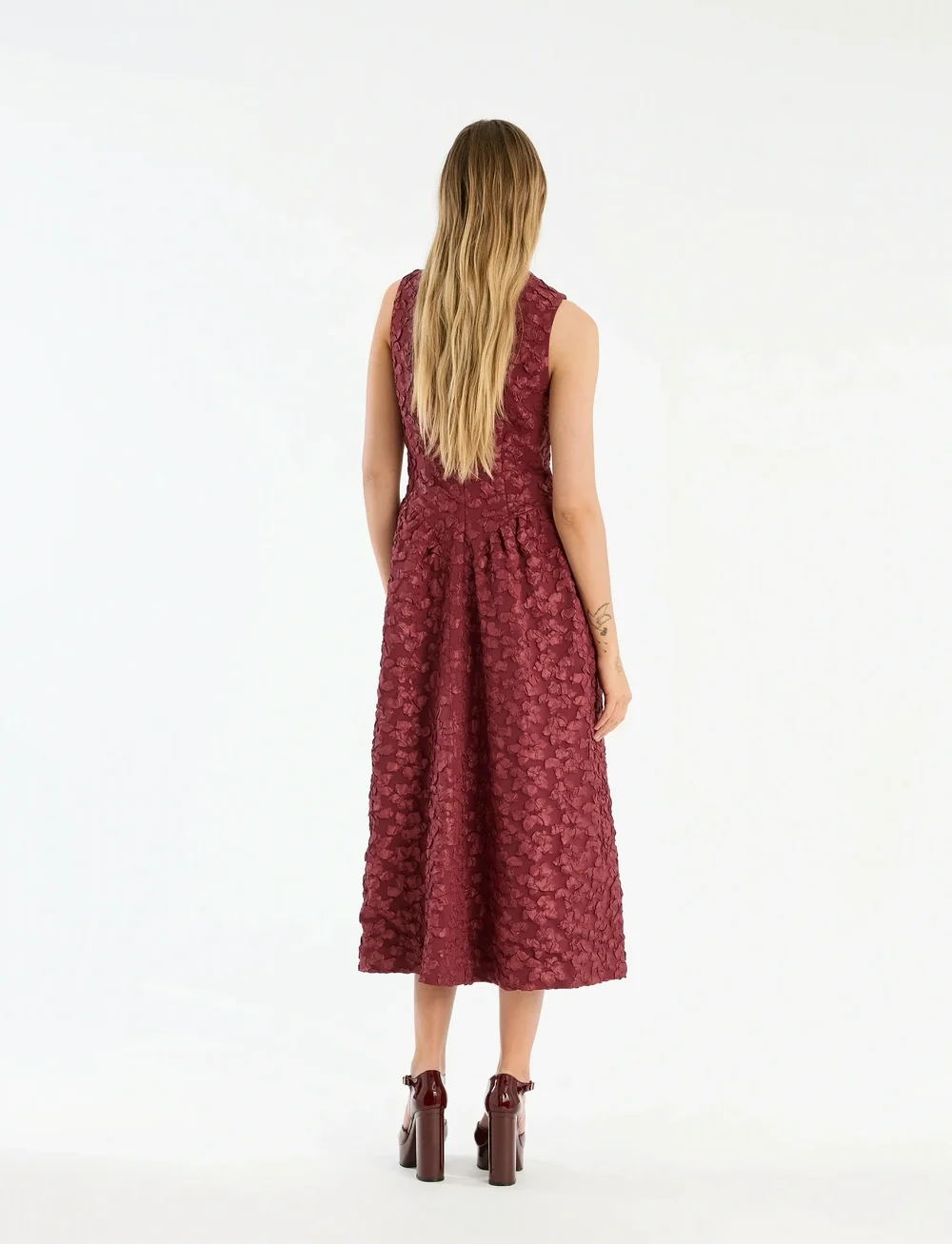 ROTATE Birger Christensen - JACQUARD MIDI DRESS - aftenkjoler - zinfandel - 3