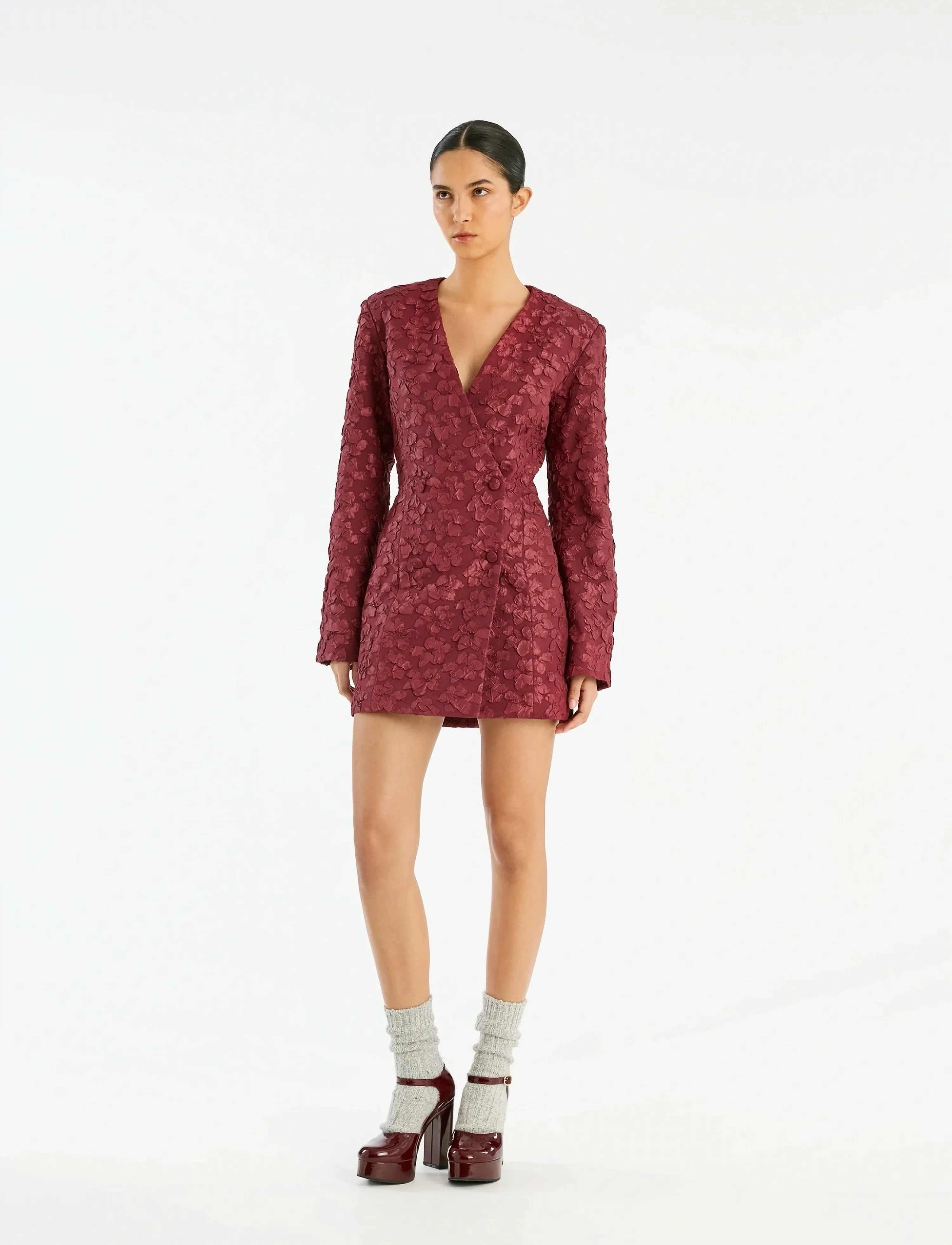 ROTATE Jacquard Blazer Dress, 36, Burgundy, Designere > Korte Kjoler, Dame