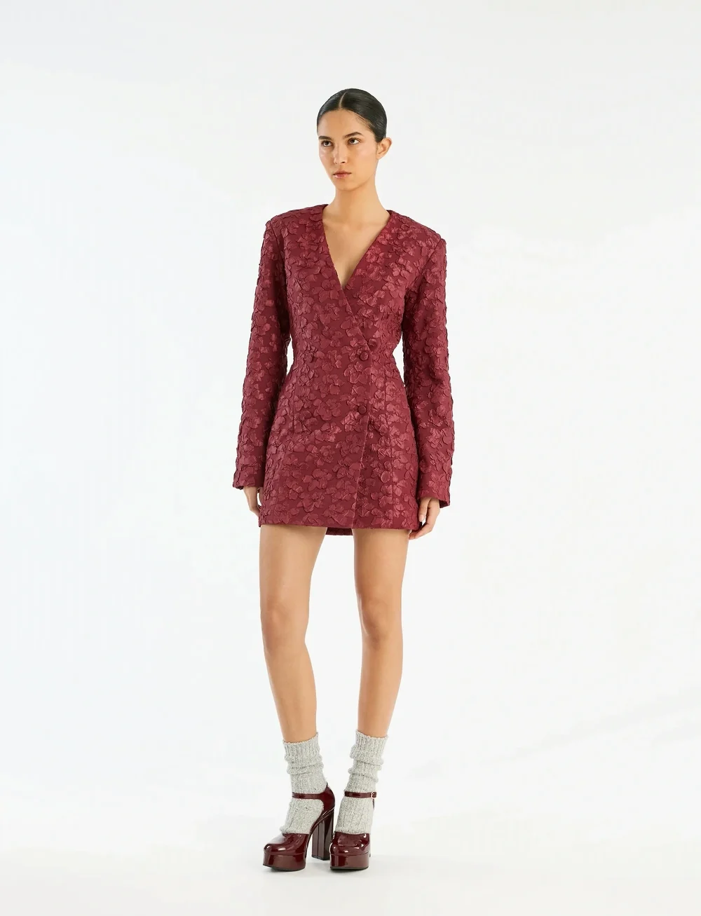 ROTATE Birger Christensen - JACQUARD BLAZER DRESS - zweireihige blazer - zinfandel - 0