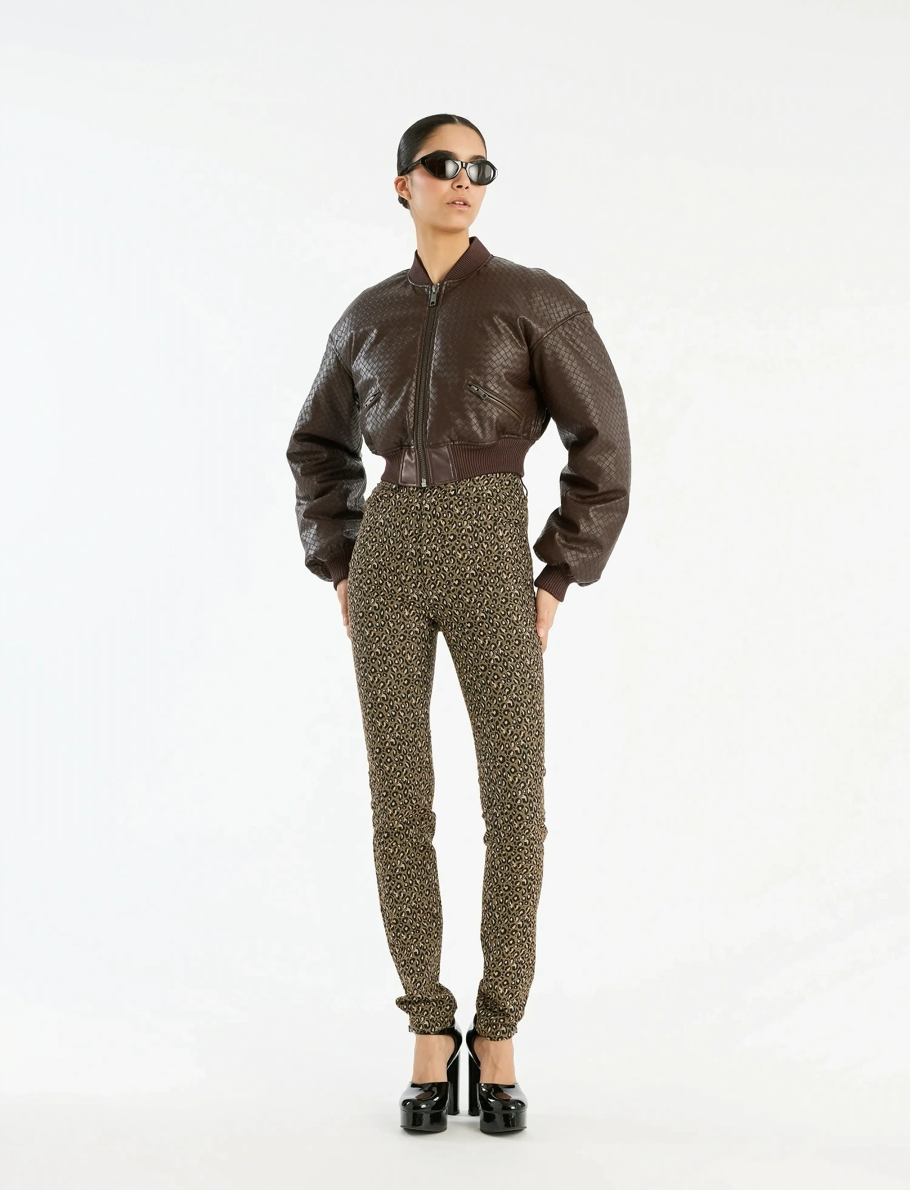 ROTATE Cropped Puffer Jacket, 40, Jackets, Braun - Leather, Frauen