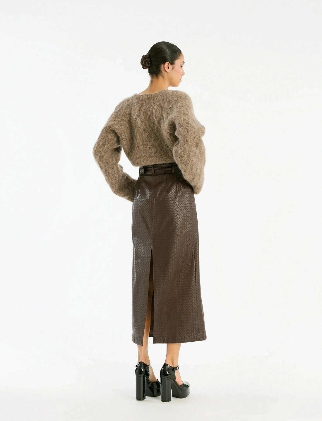ROTATE Birger Christensen - MIDI PAPER WAIST SKIRT - pleated skirts - chicory coffee - 3