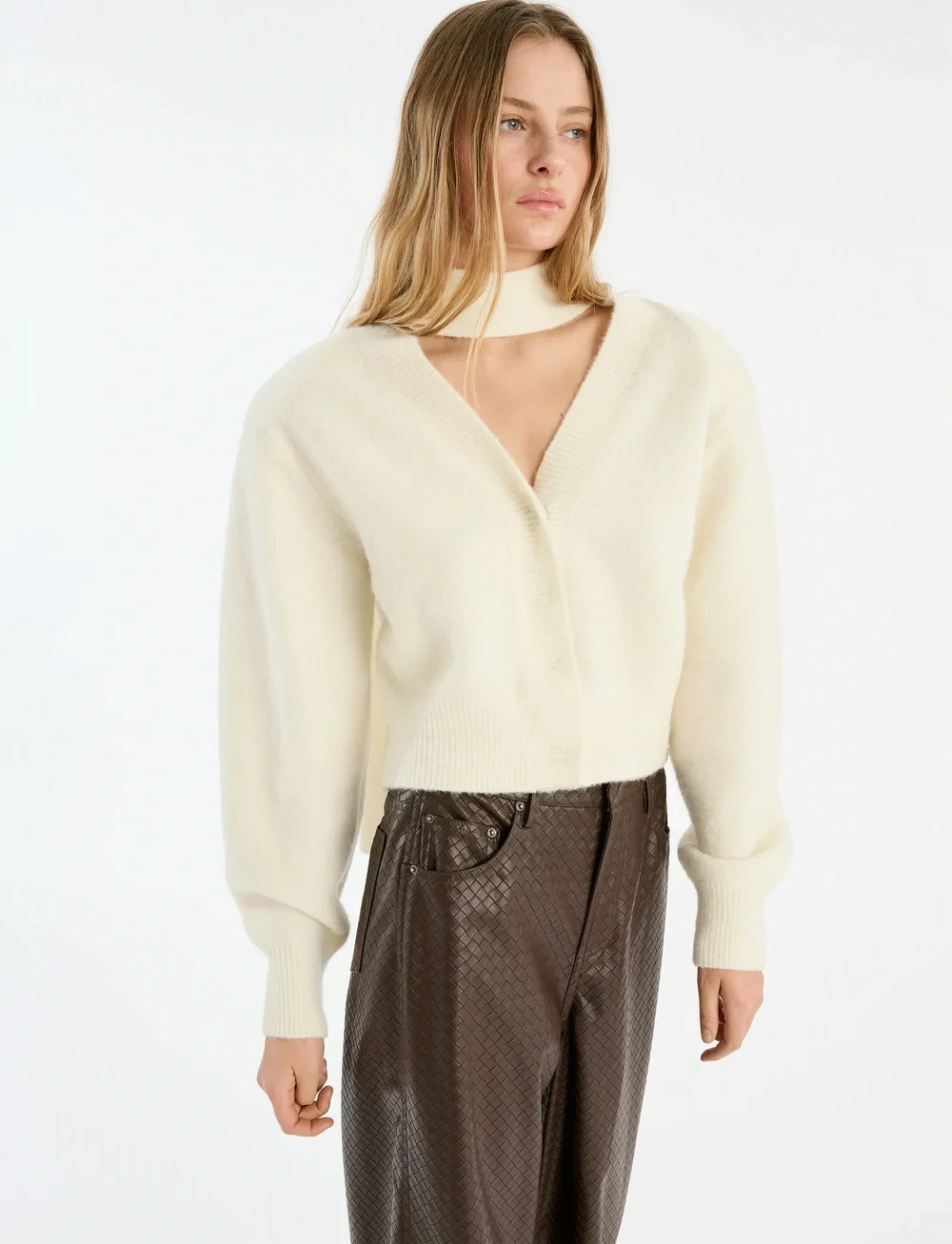 ROTATE Birger Christensen - WIDE LEG 5 POCKET PANTS - lederhosen - chicory coffee - 4