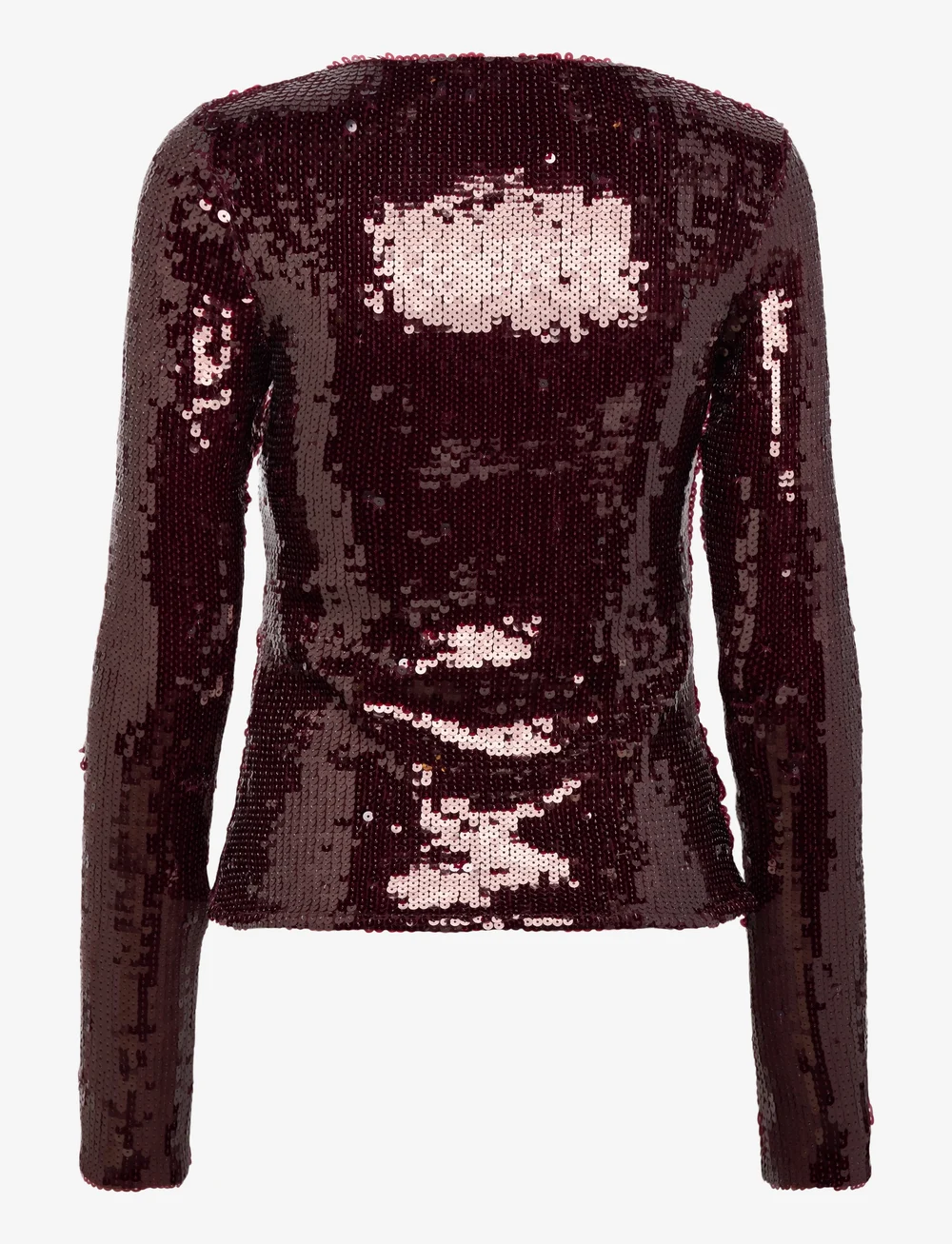ROTATE Birger Christensen - SEQUINS V-NECK TOP - långärmade toppar - zinfandel - 1