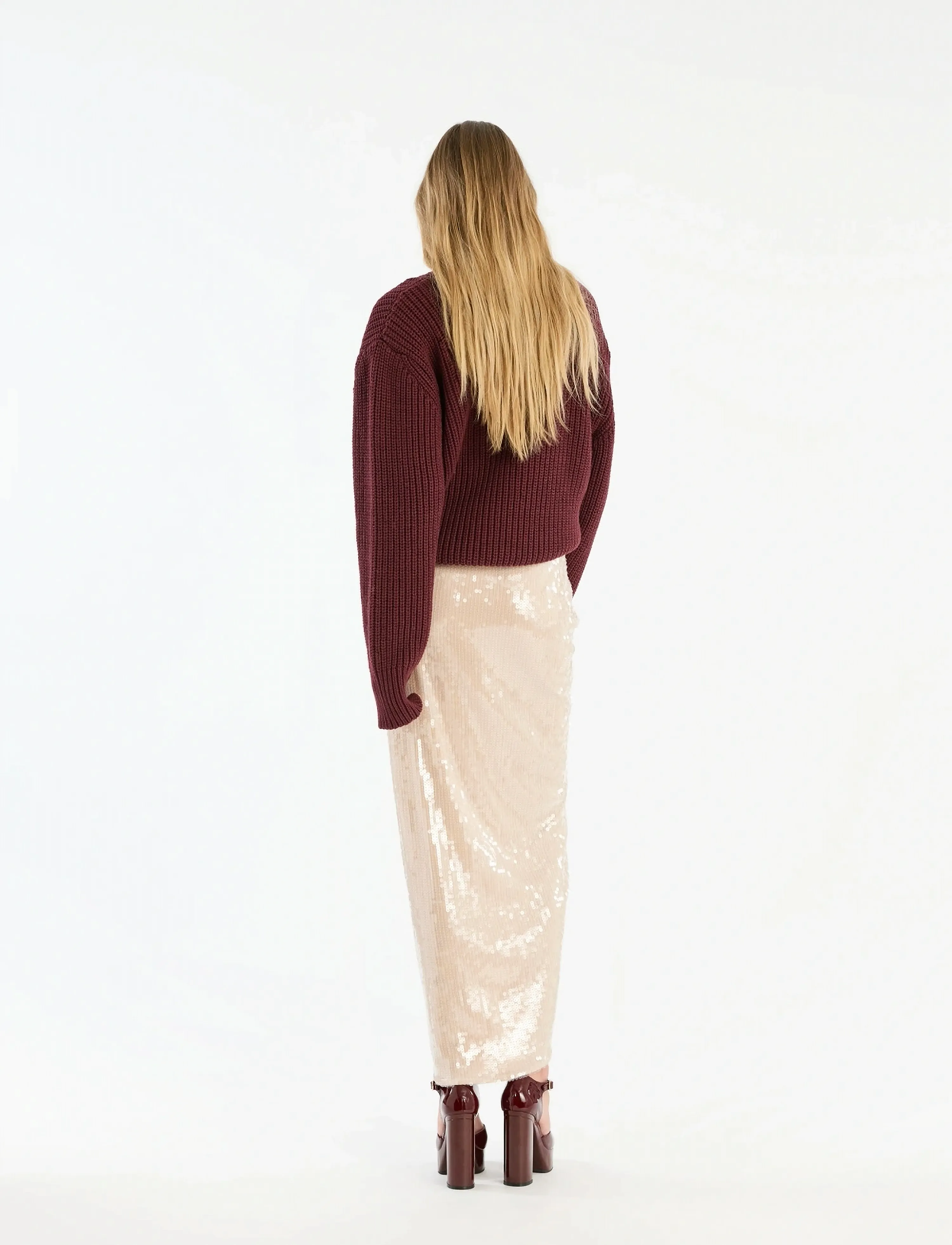 ROTATE - SEQUINS KNOT SKIRT - maxi röcke - nougat - 3