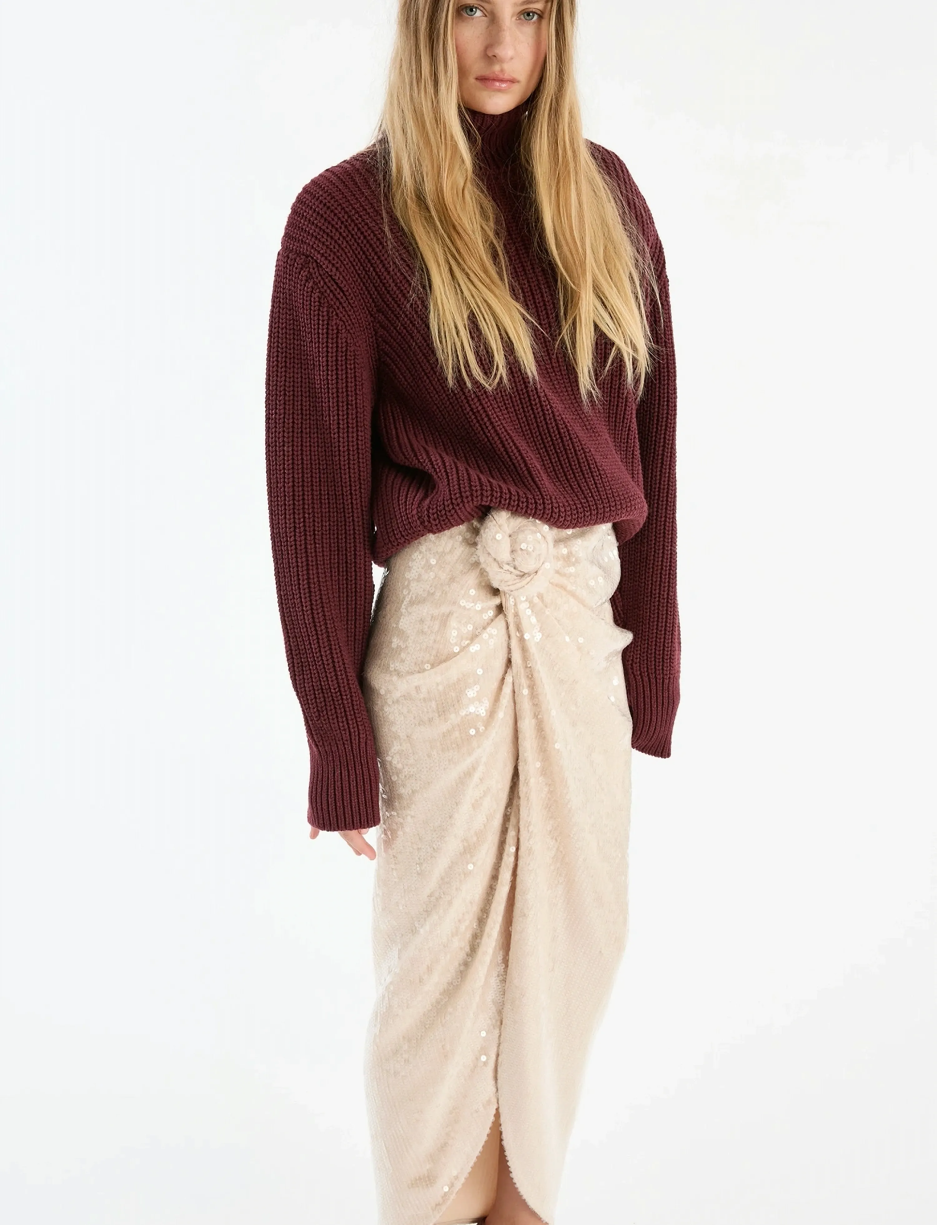 ROTATE - SEQUINS KNOT SKIRT - maxi röcke - nougat - 4