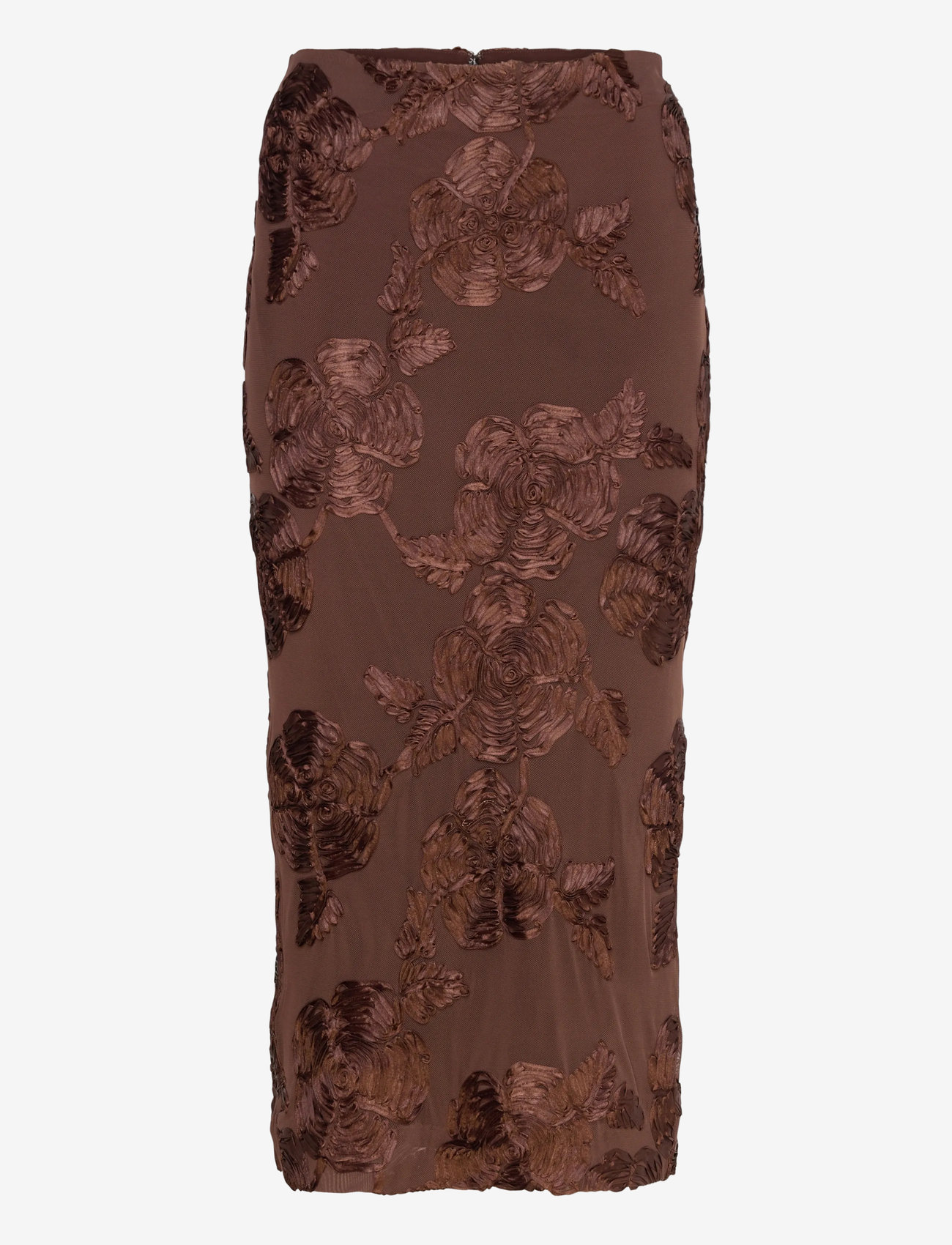ROTATE Birger Christensen - FLOWER MESH PENCIL SKIRT - midinederdele - chicory coffee - 1