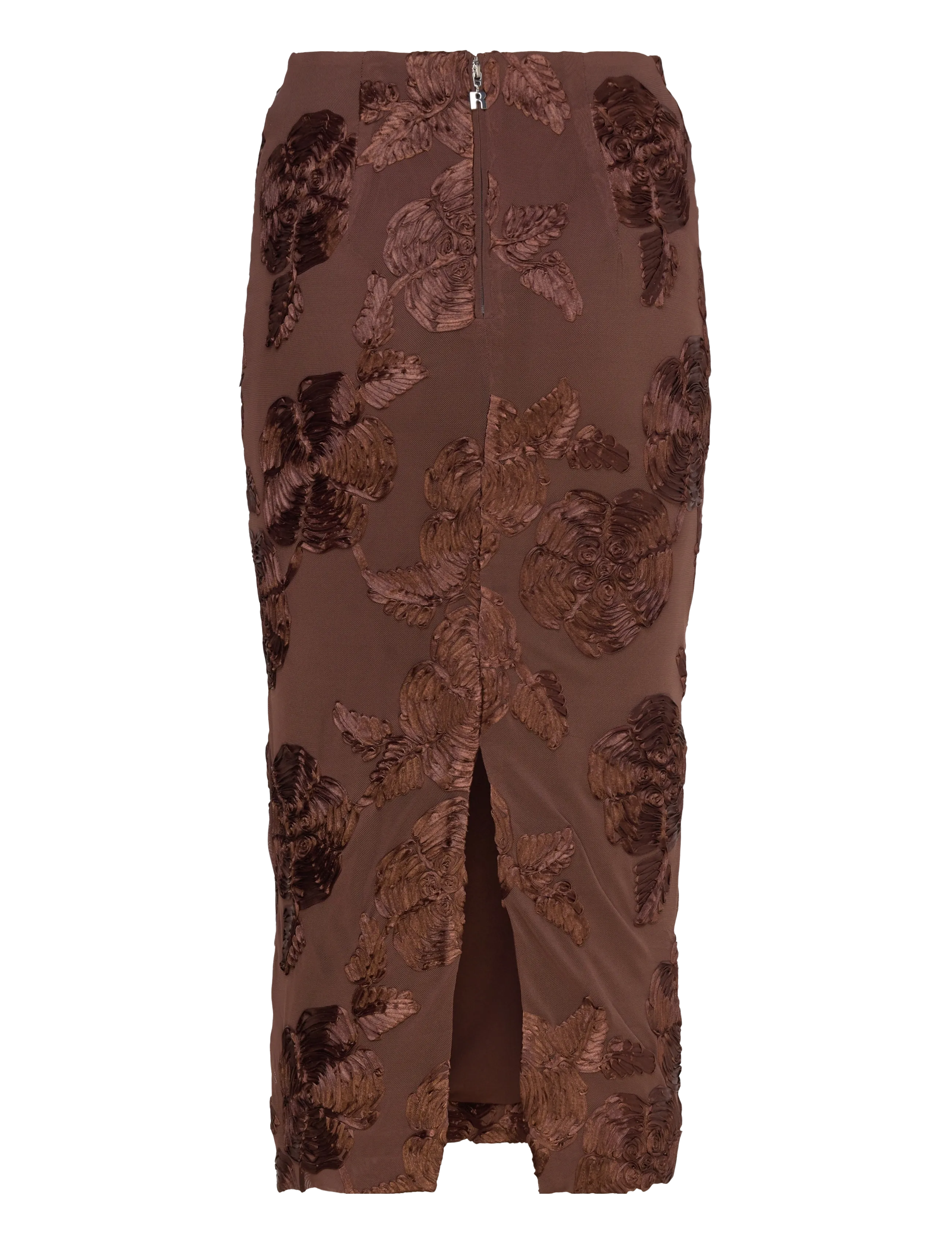 ROTATE - FLOWER MESH PENCIL SKIRT - midiseelikud - chicory coffee - 2