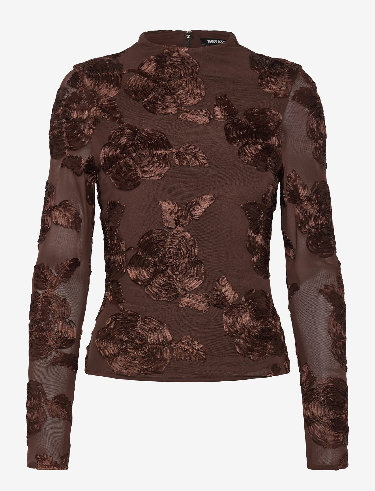 ROTATE - FLOWER MESH LS TOP - chicory coffee - 1