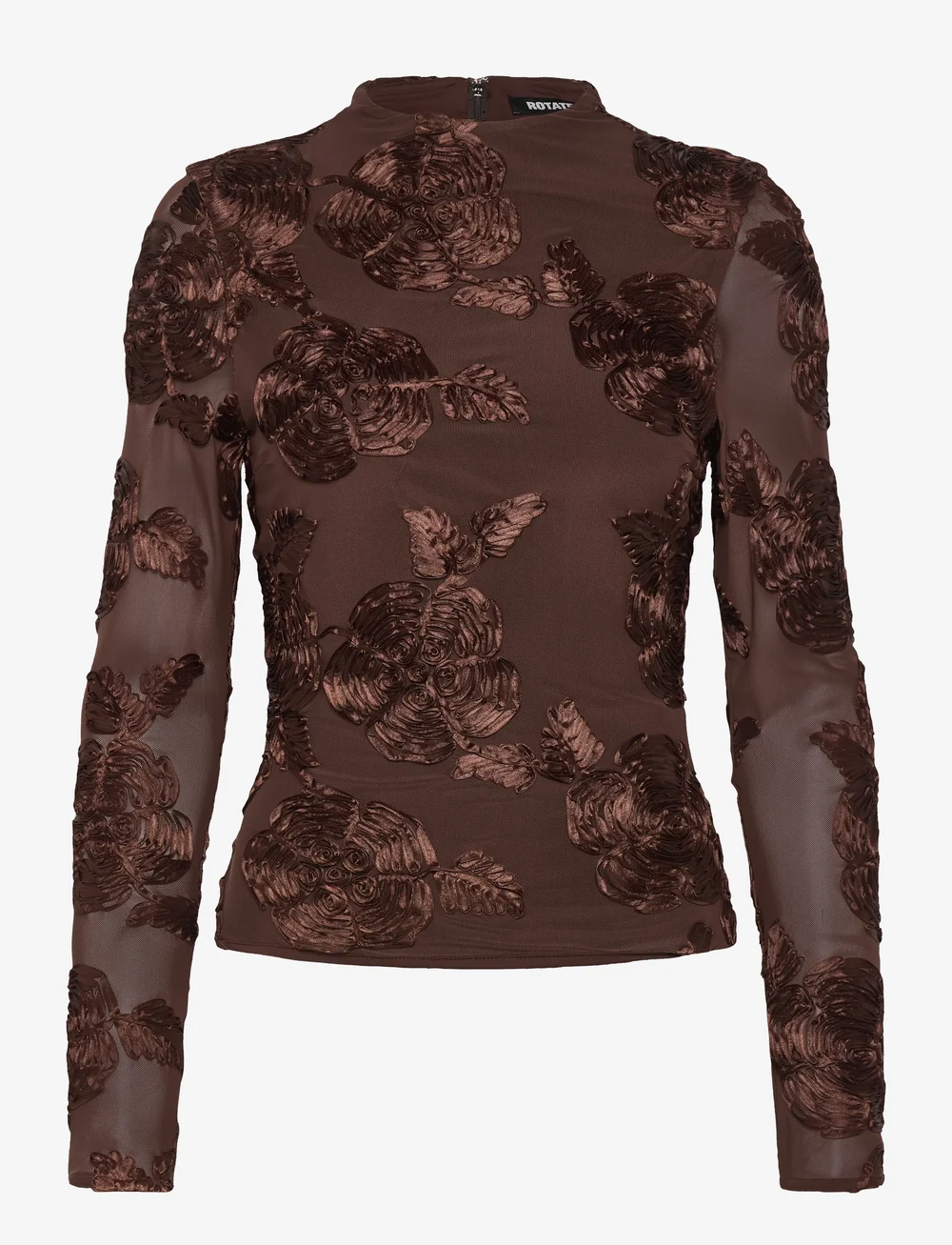 ROTATE Birger Christensen - FLOWER MESH LS TOP - pitkähihaiset puserot - chicory coffee - 1