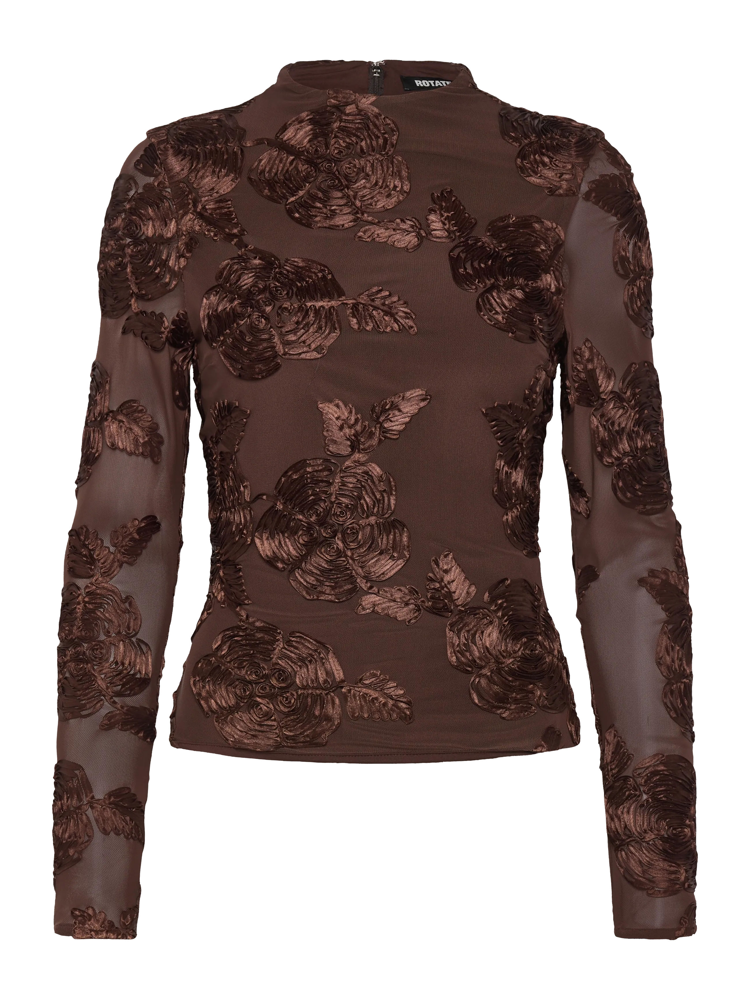 ROTATE FLOWER MESH LS TOP - Bluser - CHICORY COFFEE / brown