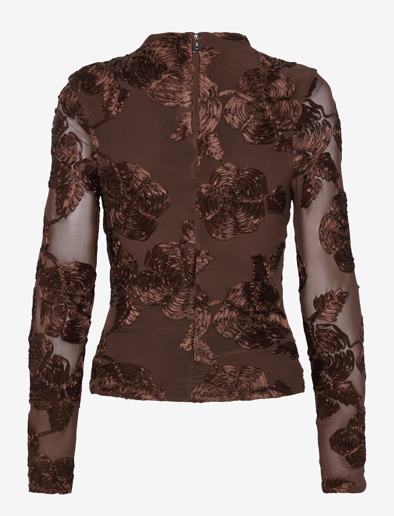 ROTATE - FLOWER MESH LS TOP - chicory coffee - 2