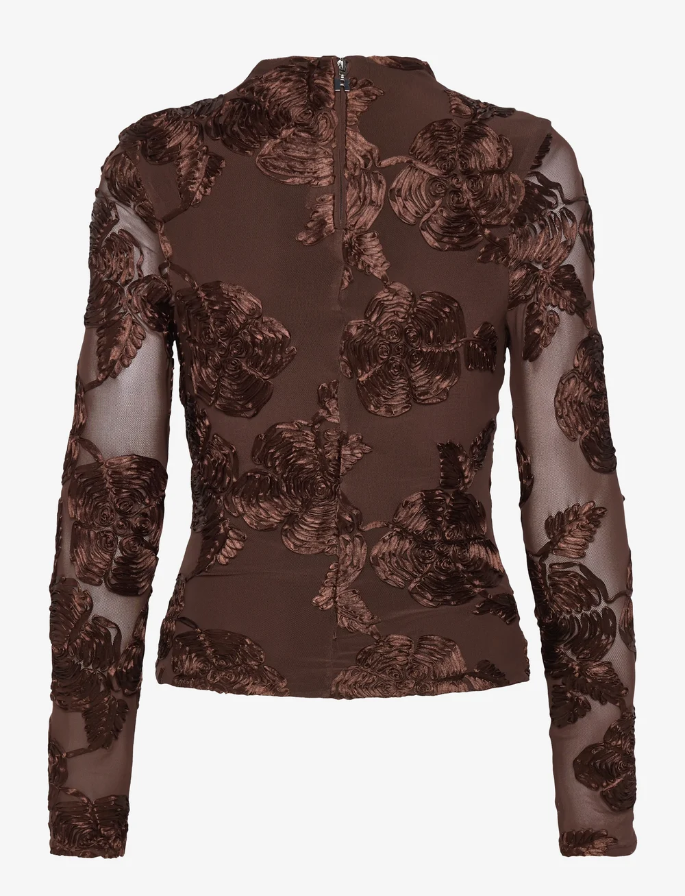 ROTATE Birger Christensen - FLOWER MESH LS TOP - pitkähihaiset puserot - chicory coffee - 2