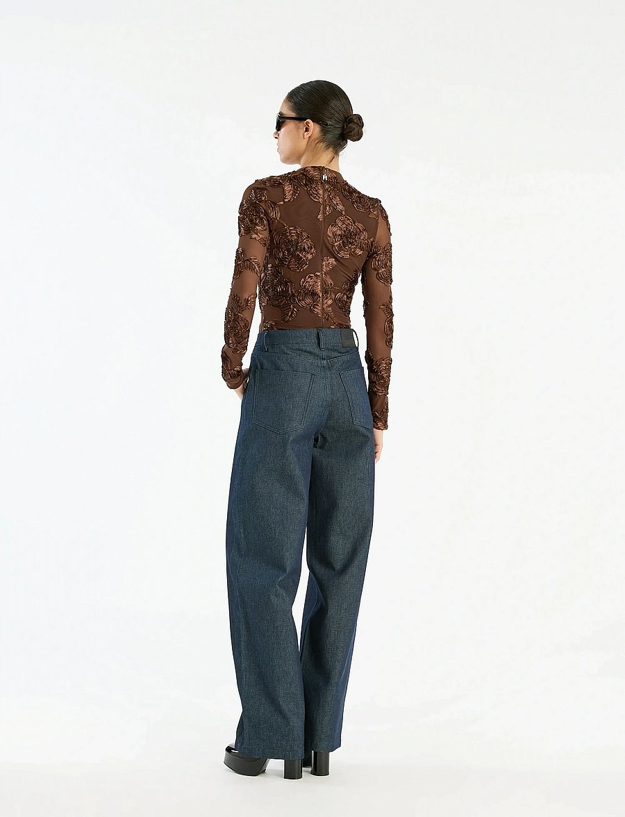 ROTATE - FLOWER MESH LS TOP - chicory coffee - 3