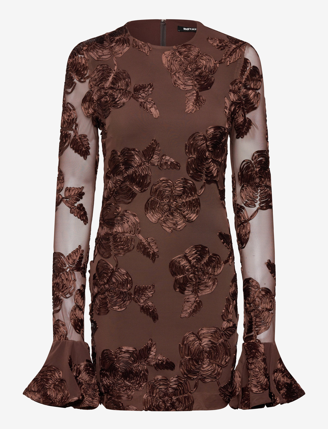 ROTATE Birger Christensen - FLOWER MESH MINI DRESS - aftonklänningar - chicory coffee - 1
