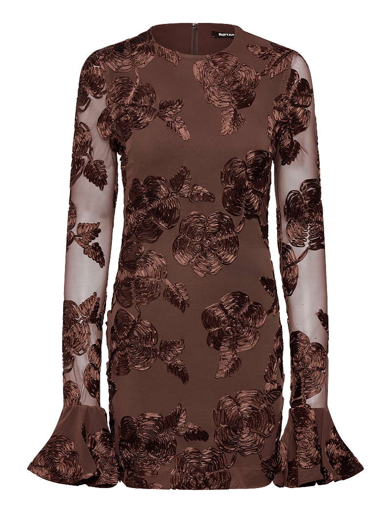 ROTATE Birger Christensen - FLOWER MESH MINI DRESS - aftonklänningar - chicory coffee - 1