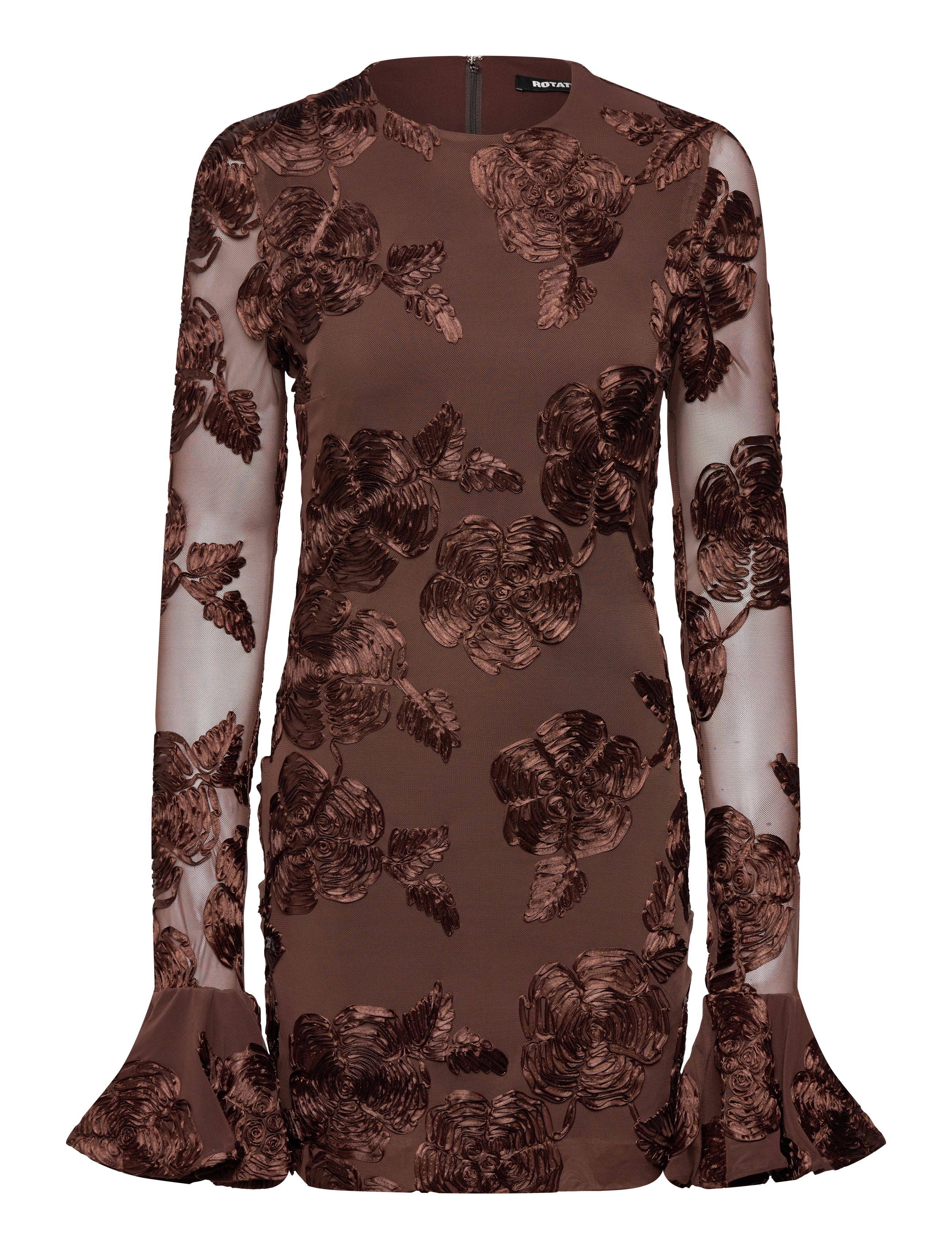 ROTATE - FLOWER MESH MINI DRESS - chicory coffee - 1