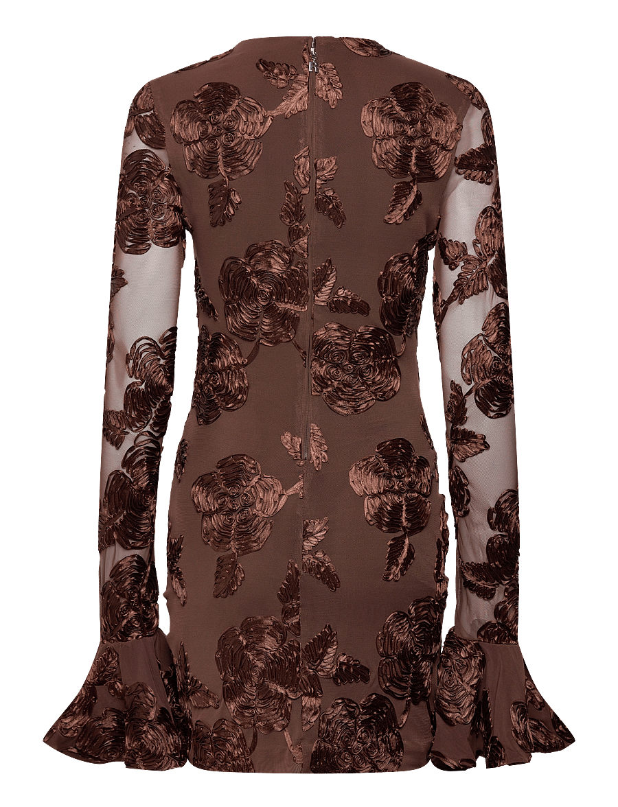 ROTATE - FLOWER MESH MINI DRESS - chicory coffee - 2